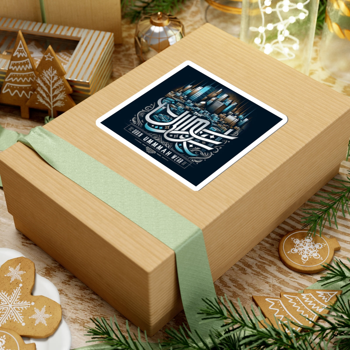Urban Ummah Wear Kiss-Cut Stickers - Stylish Cityscape Design for Laptop & Decor Muslim Accessories