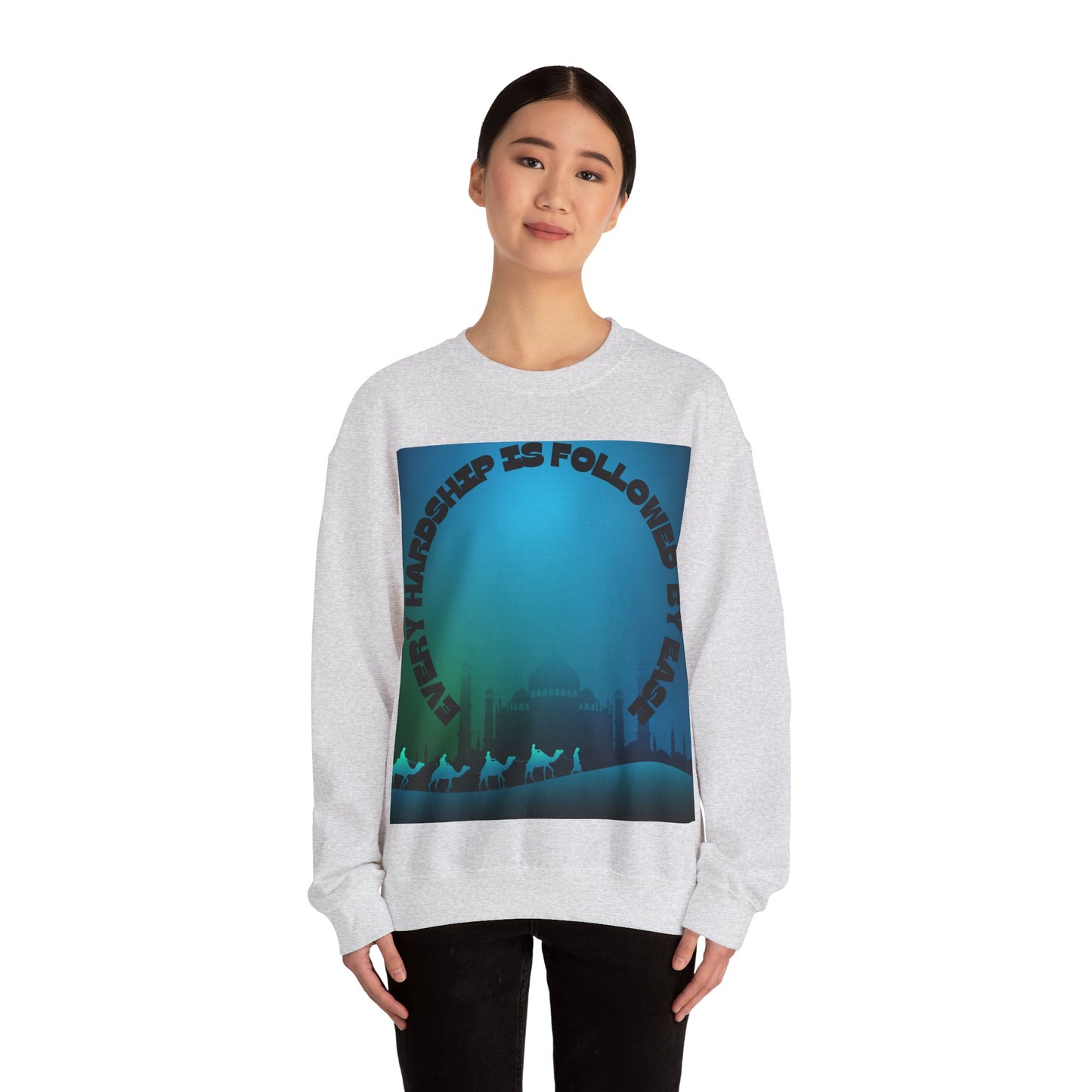 Inspirational Crewneck Sweatshirt - Every Hardship is Followed by Ease Modern Islamic Clothing