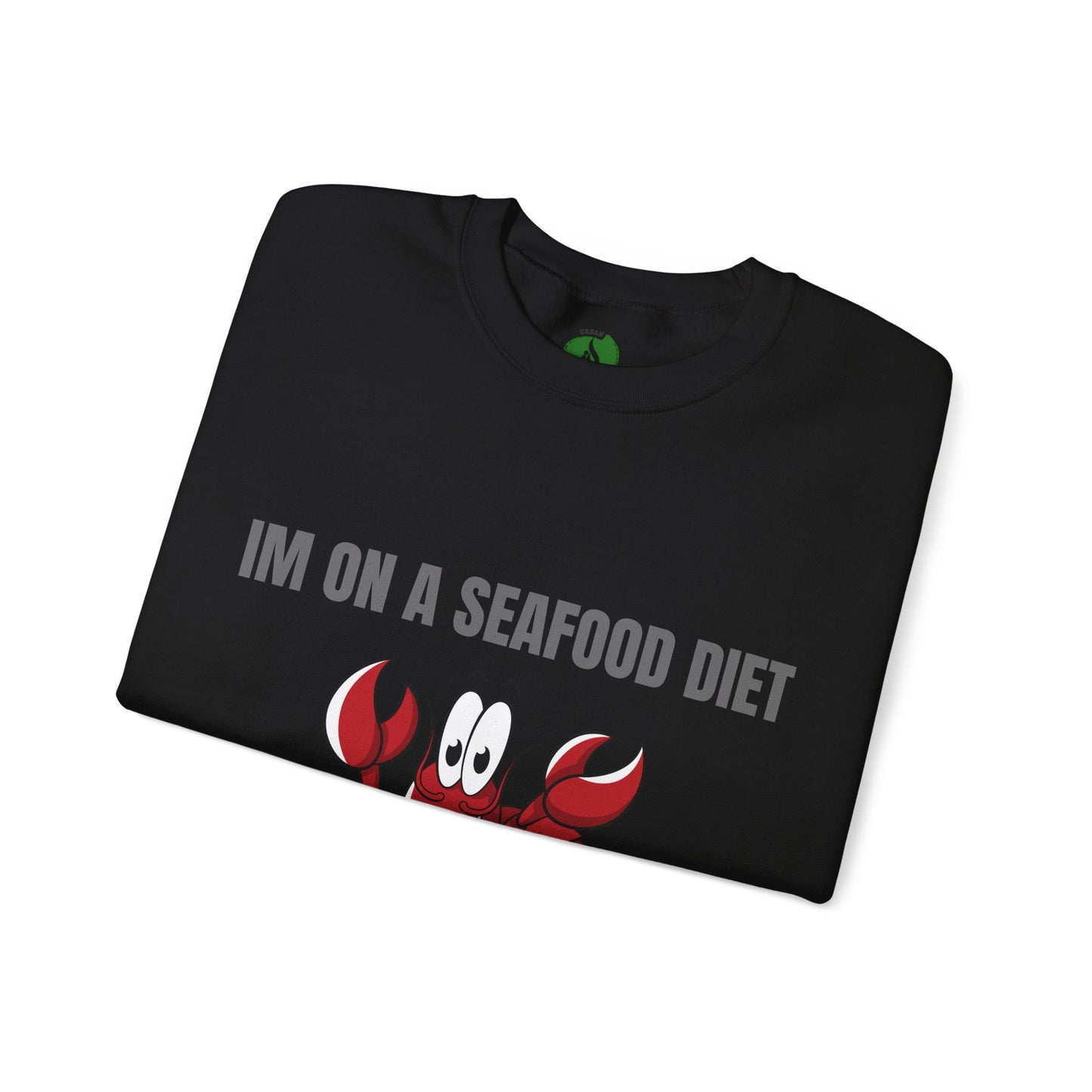 Funny Seafood Diet Sweatshirt - Unisex Heavy Blend Crewneck with Lobster Graphic Humour Joke Clothing