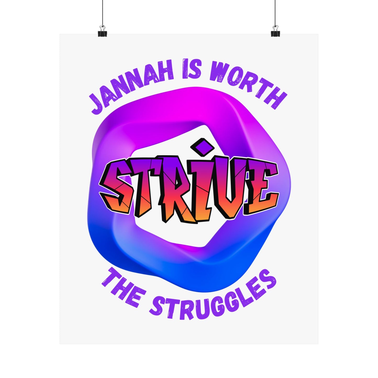 Motivational Vertical Poster - 'Jannah is Worth The Struggles' Muslim Islamic Accessories