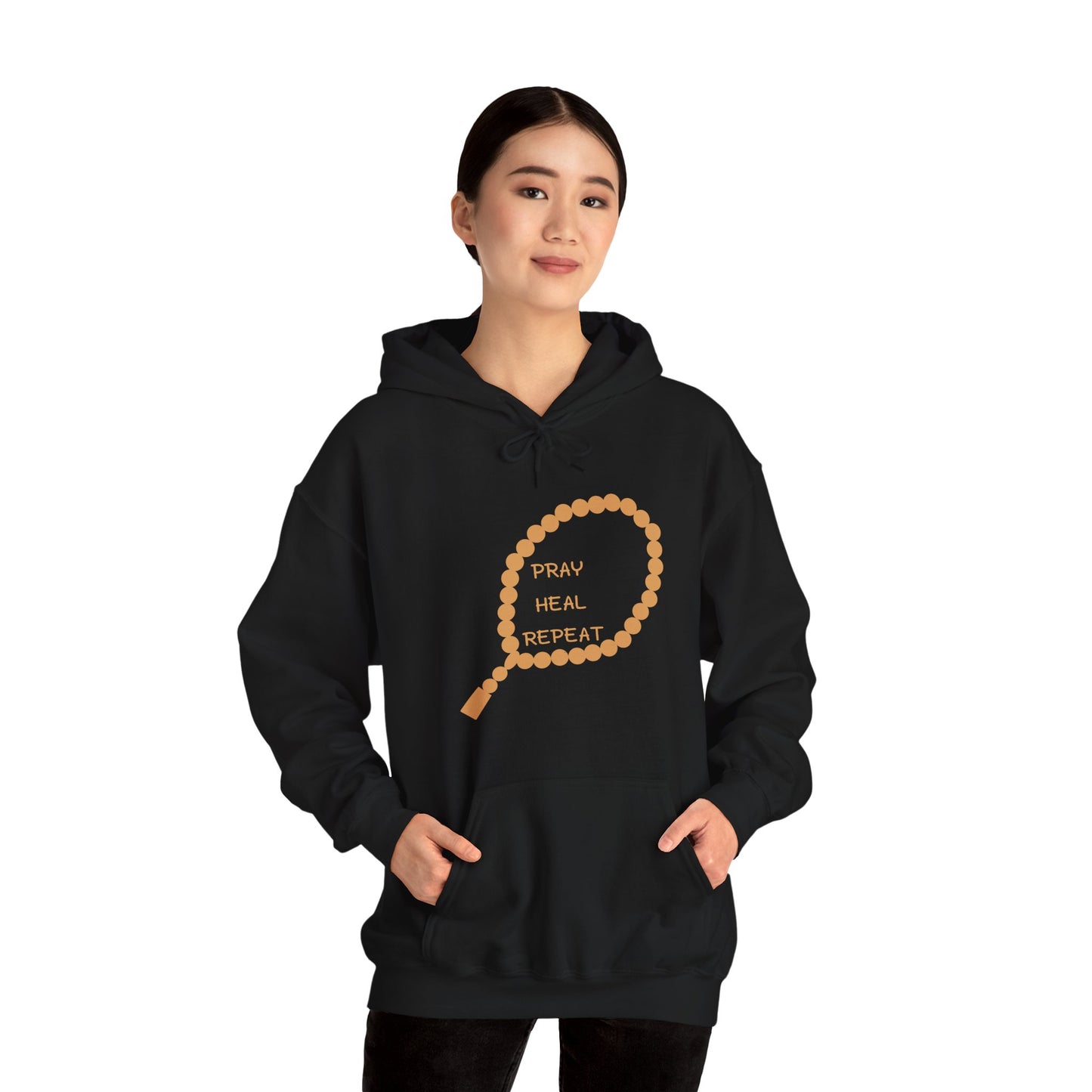 Pray Heal Repeat Hoodie - Unisex Heavy Blend Sweatshirt for Mindfulness and Spiritual Growth Islamic Street Fashion