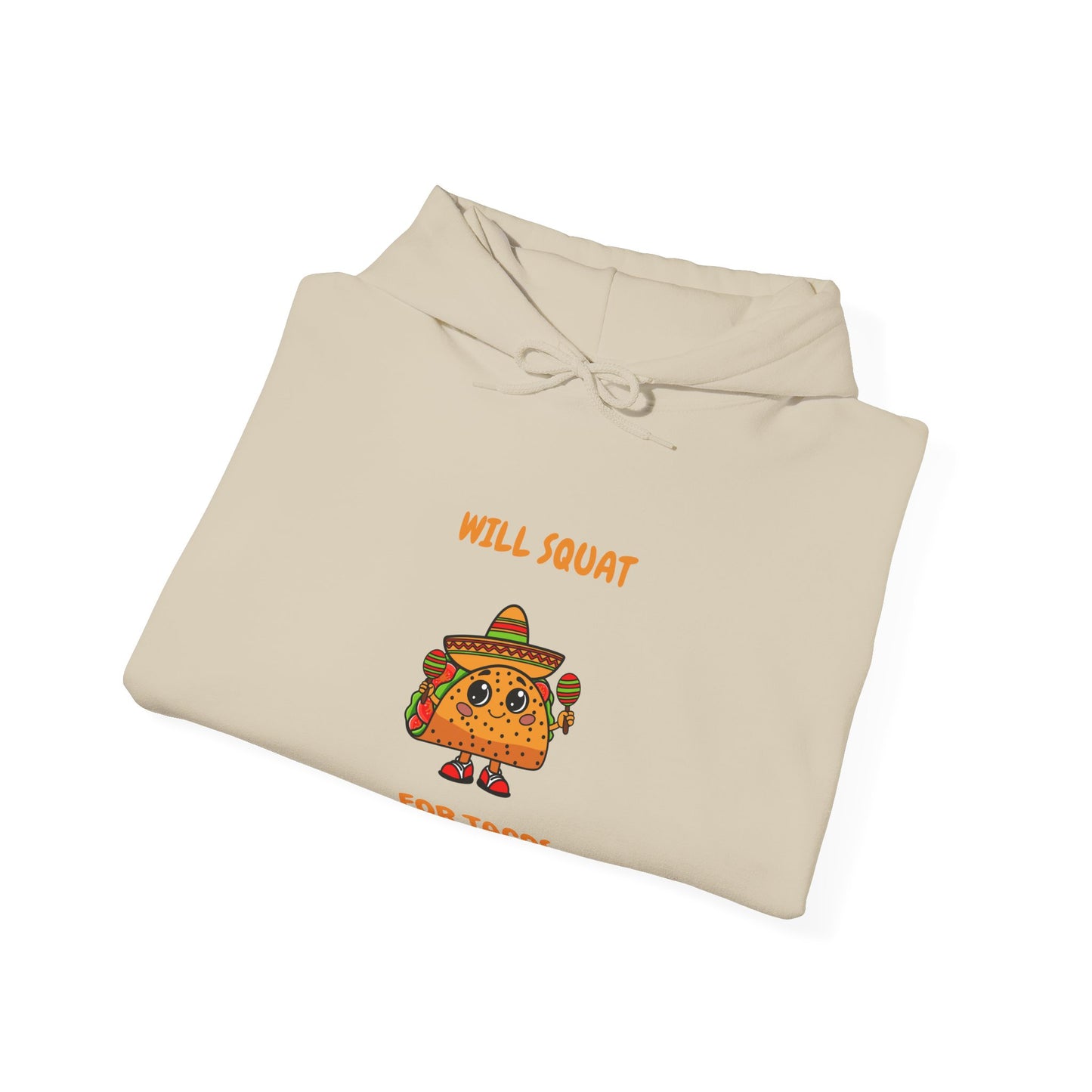 Funny Taco Sweatshirt - 'Will Squat for Tacos' Unisex Heavy Blend Hoodie Humour Joke Gym Hoodie Clothing