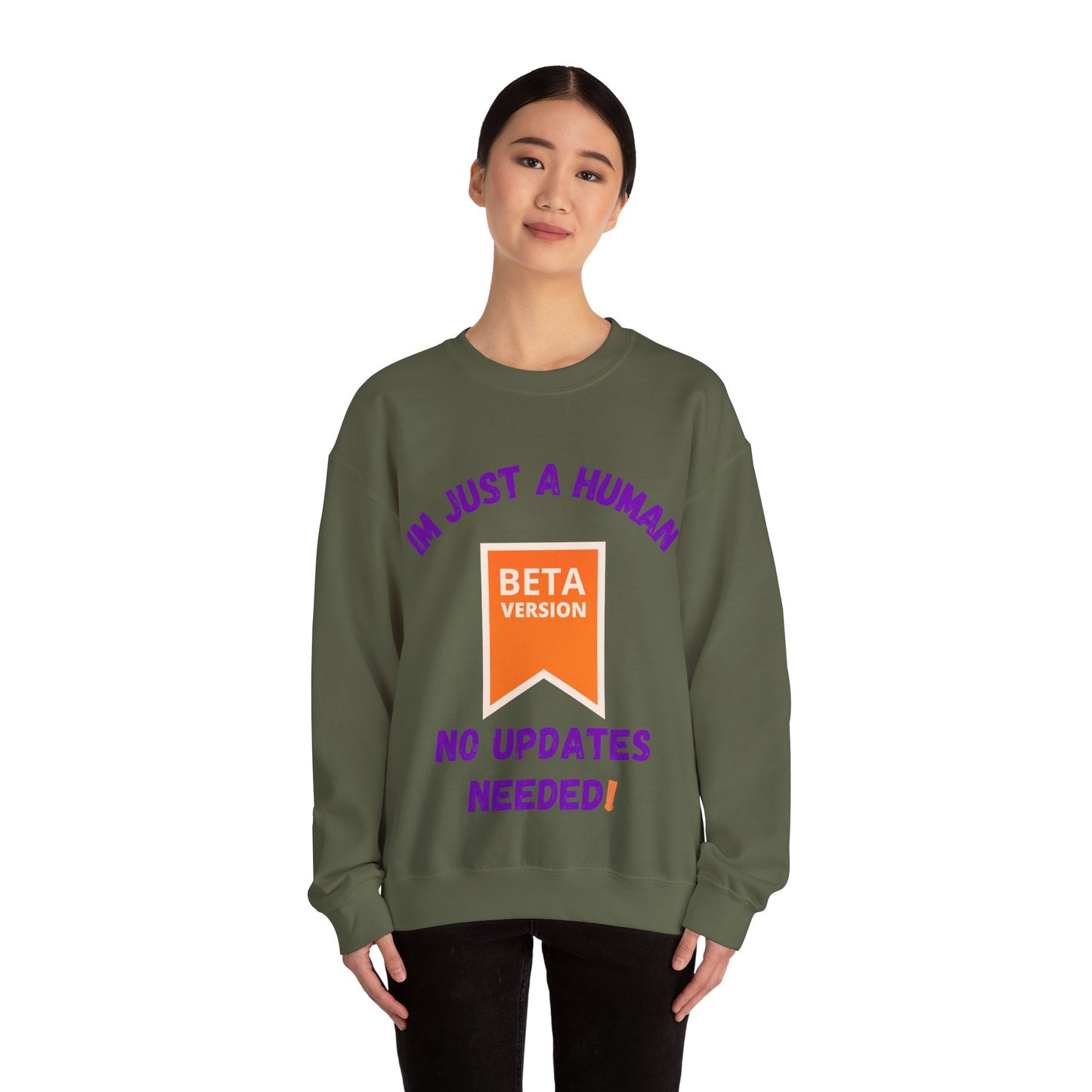 Unisex Crewneck Sweatshirt - 'Beta Version: I'm Just a Human' Funny Humour Clothing Sweat Shirt