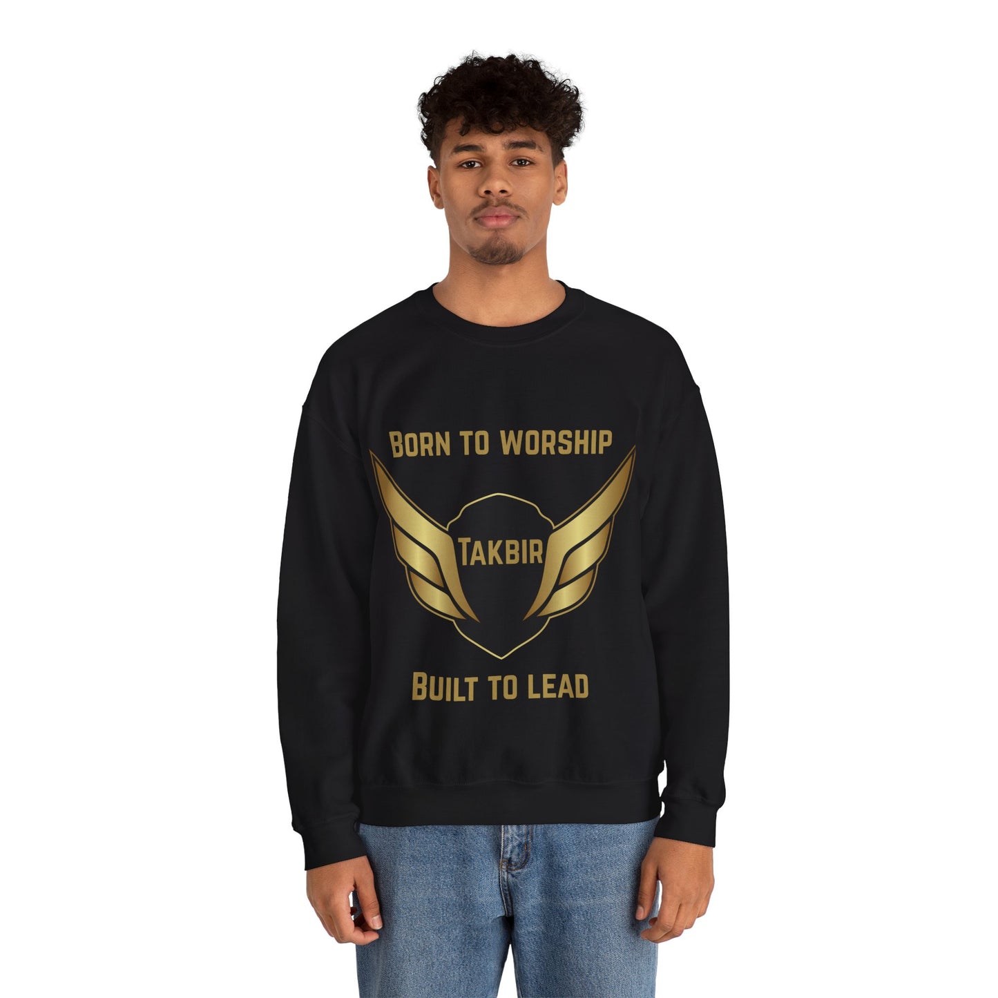 Inspirational Unisex Crewneck Sweatshirt - 'Born to Worship, Built to Lead' Design Muslim Streetwear Fashion Hoodie