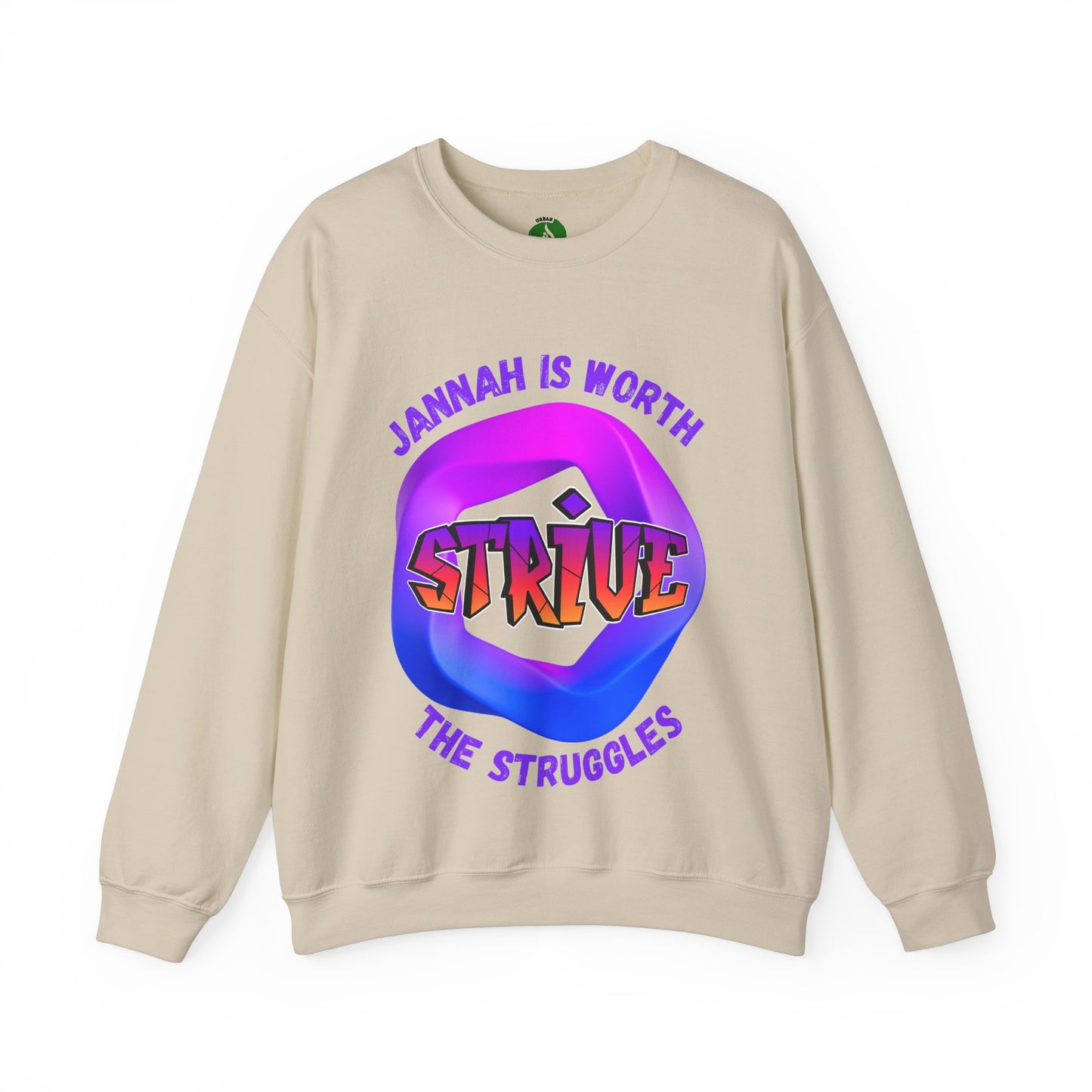 Inspiring Unisex Crewneck Sweatshirt - 'Jannah Is Worth the Struggles' Muslim Streetwear Sweat Shirt