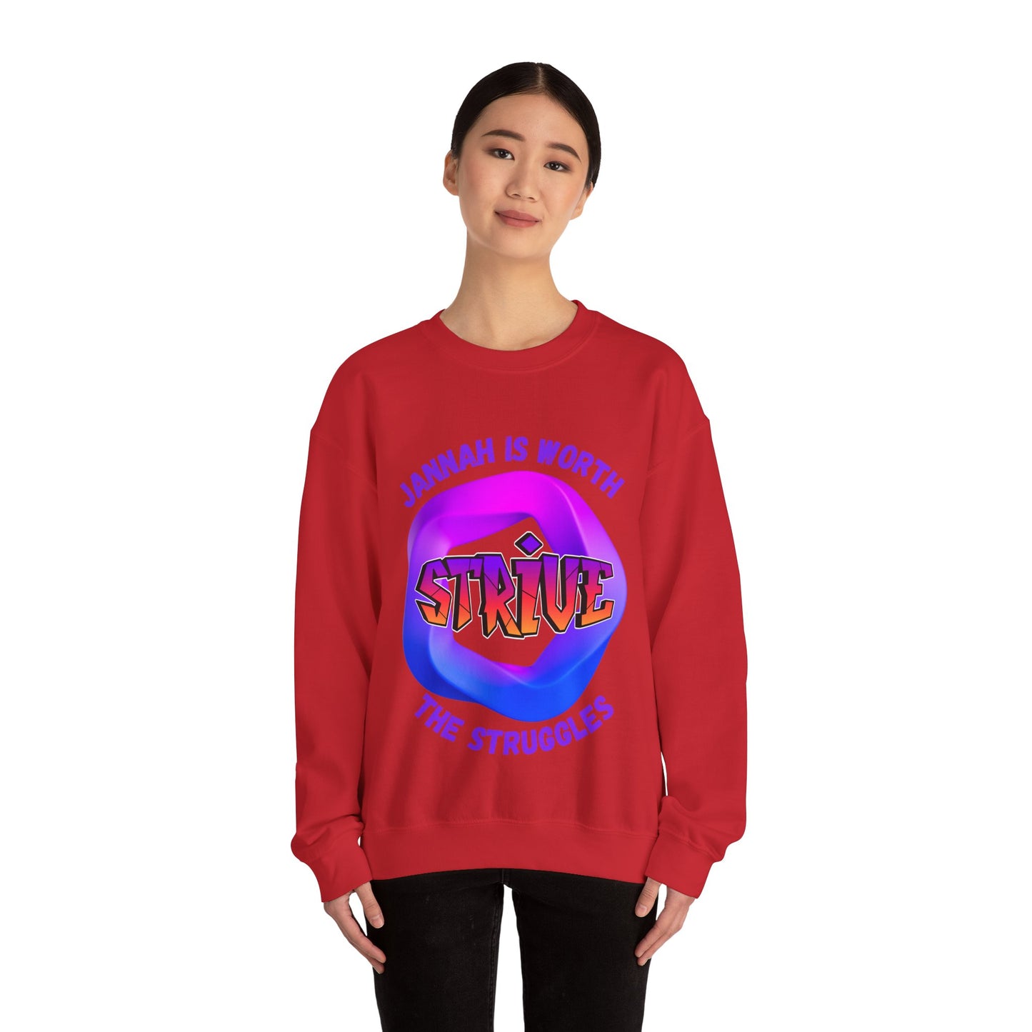 Inspiring Unisex Crewneck Sweatshirt - 'Jannah Is Worth the Struggles' Muslim Streetwear Sweat Shirt
