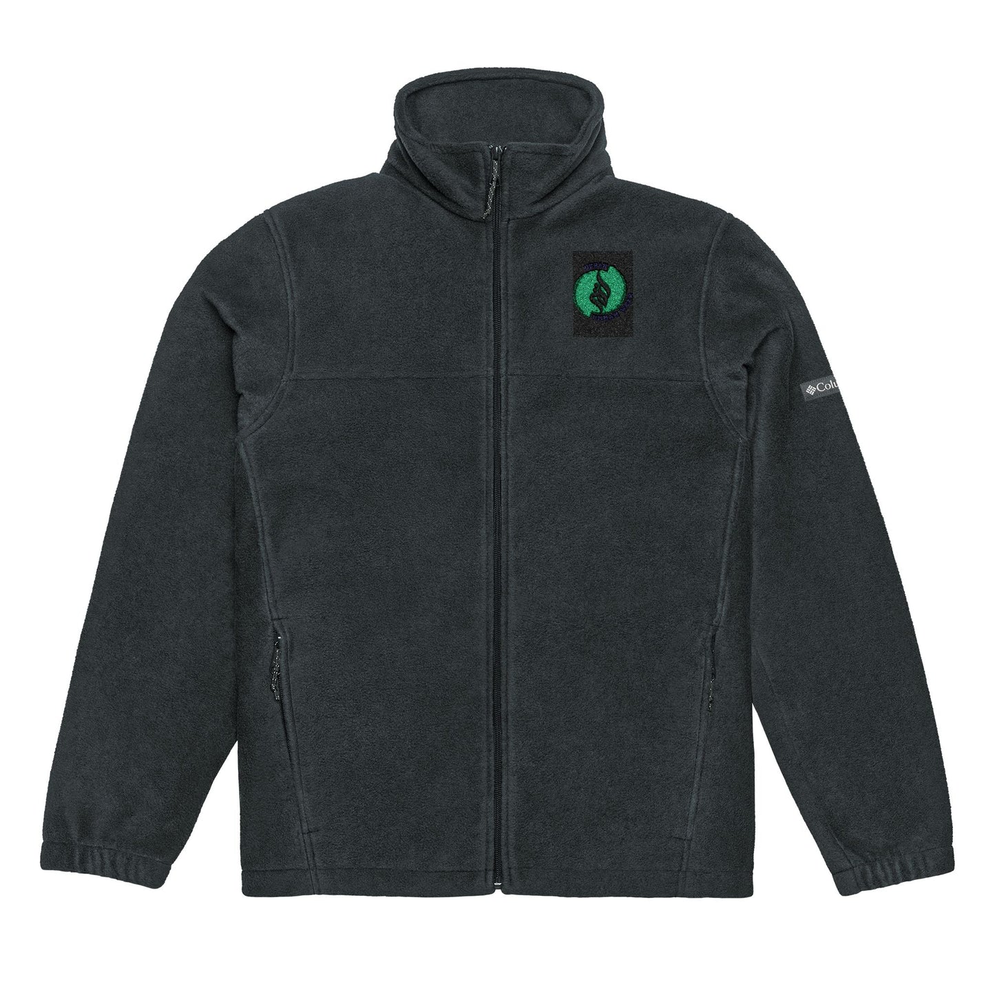 Unisex Columbia Fleece Jacket with Green Embroidery - Cozy Outdoor Wear Islamic Clothing