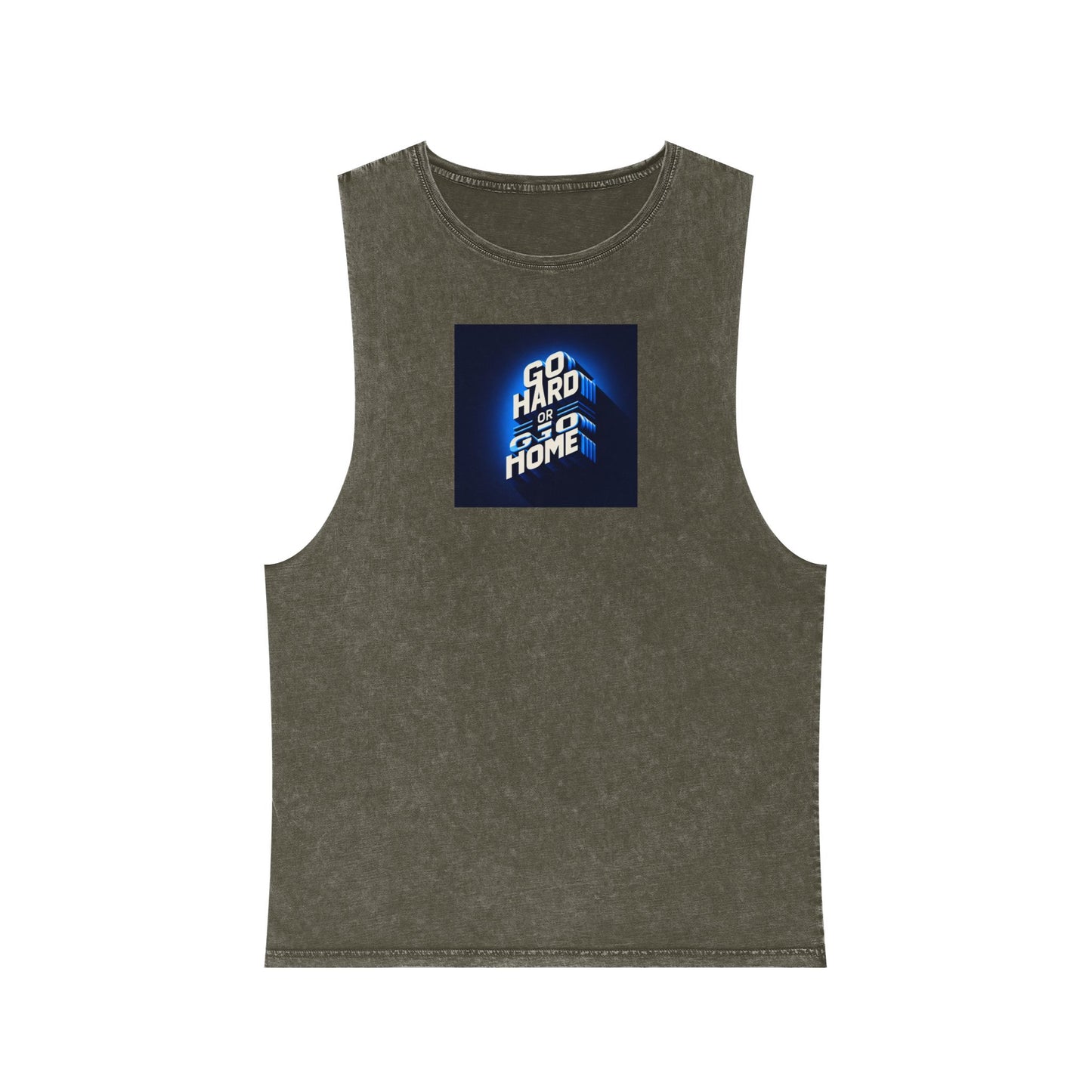 Unisex Stonewash Tank Top with 'Go Hard or Go Home' Design - Casual Wear for Summer and Fitness Lovers Islamic Clothing