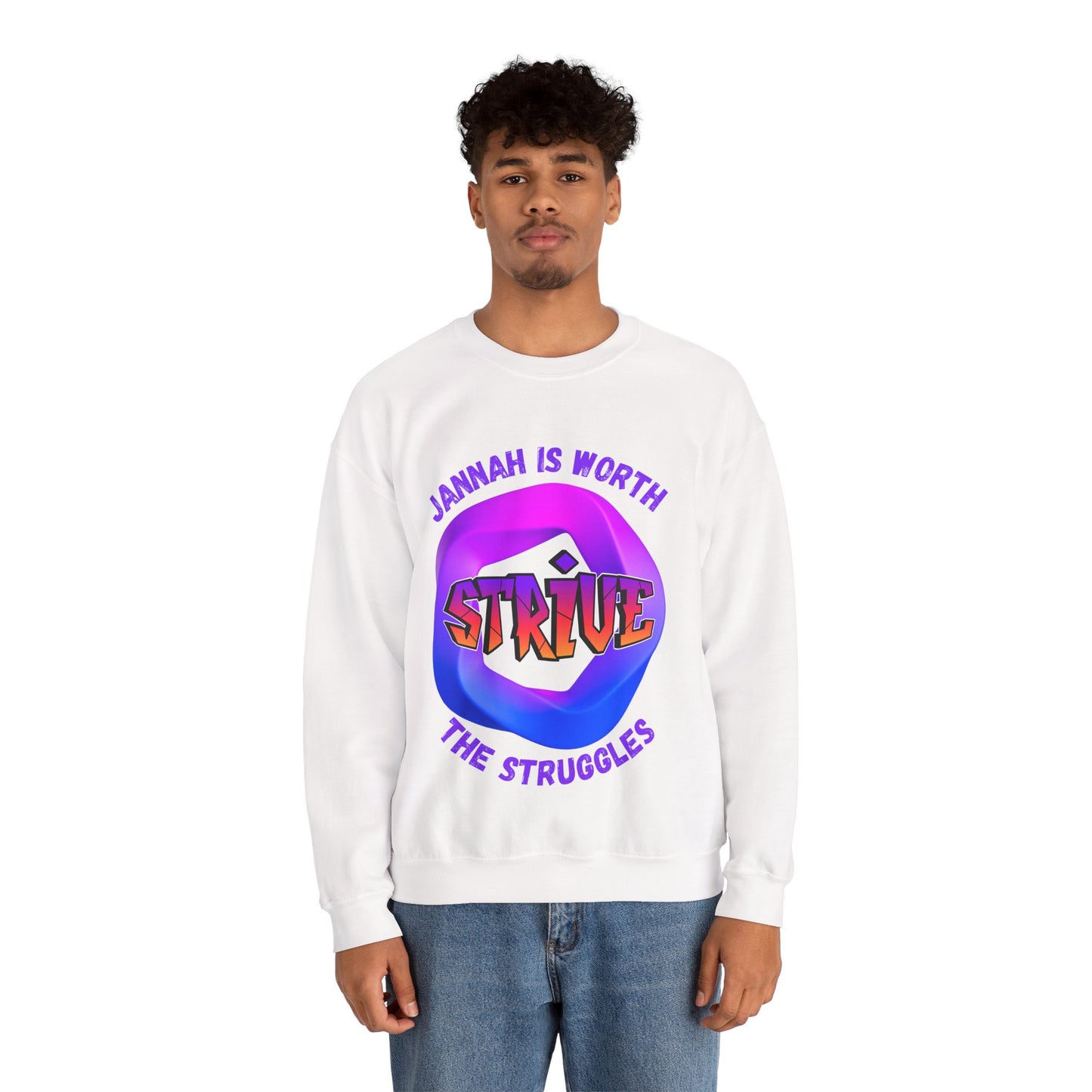 Inspiring Unisex Crewneck Sweatshirt - 'Jannah Is Worth the Struggles' Muslim Streetwear Sweat Shirt