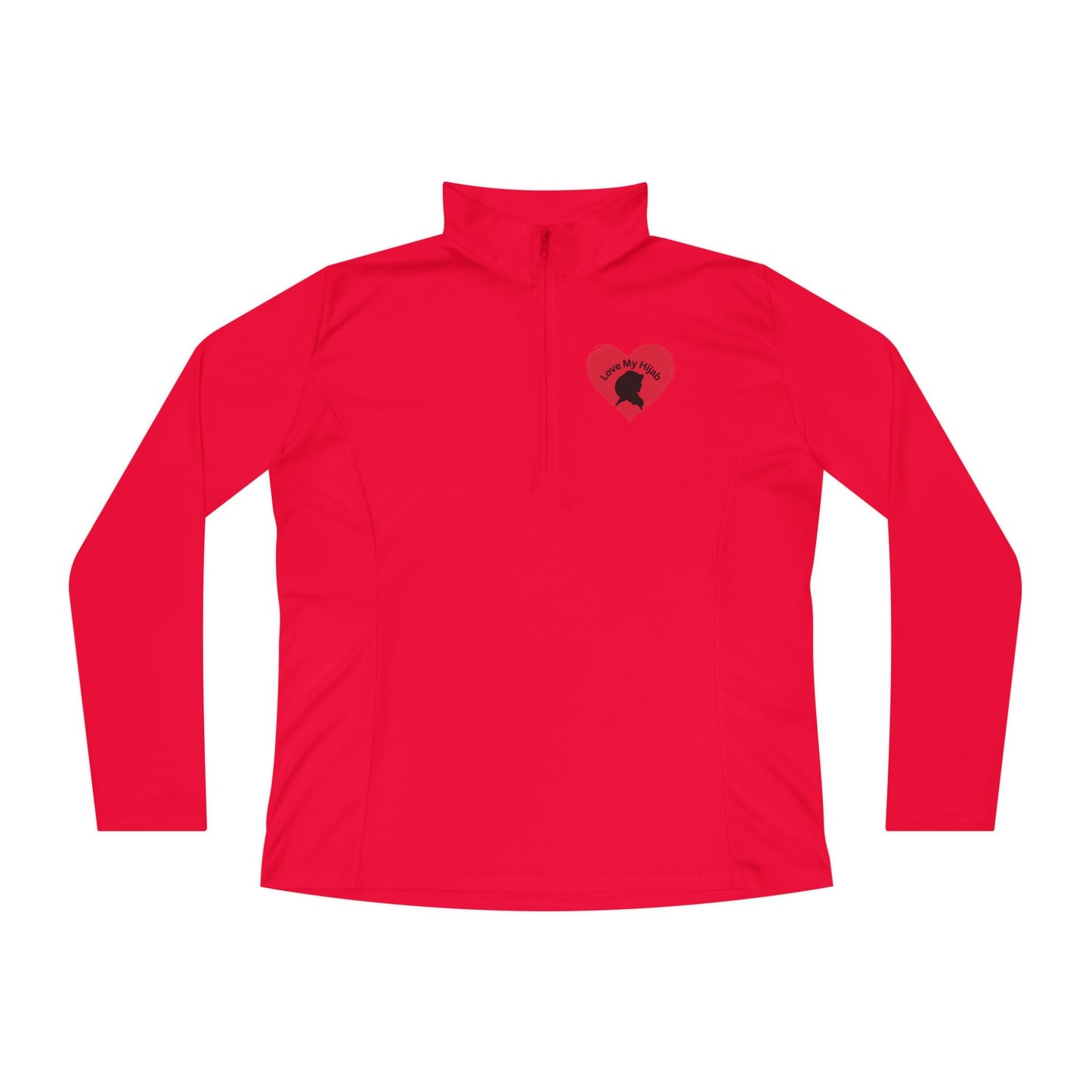 Ladies Quarter-Zip Pullover with Heart Design - Perfect for Active Lifestyle Muslim Women Clothing