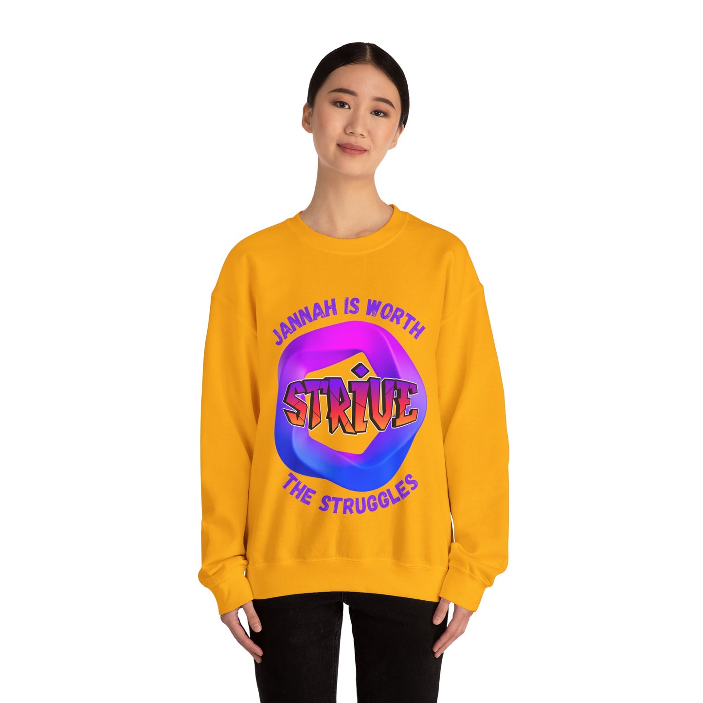 Inspiring Unisex Crewneck Sweatshirt - 'Jannah Is Worth the Struggles' Muslim Streetwear Sweat Shirt