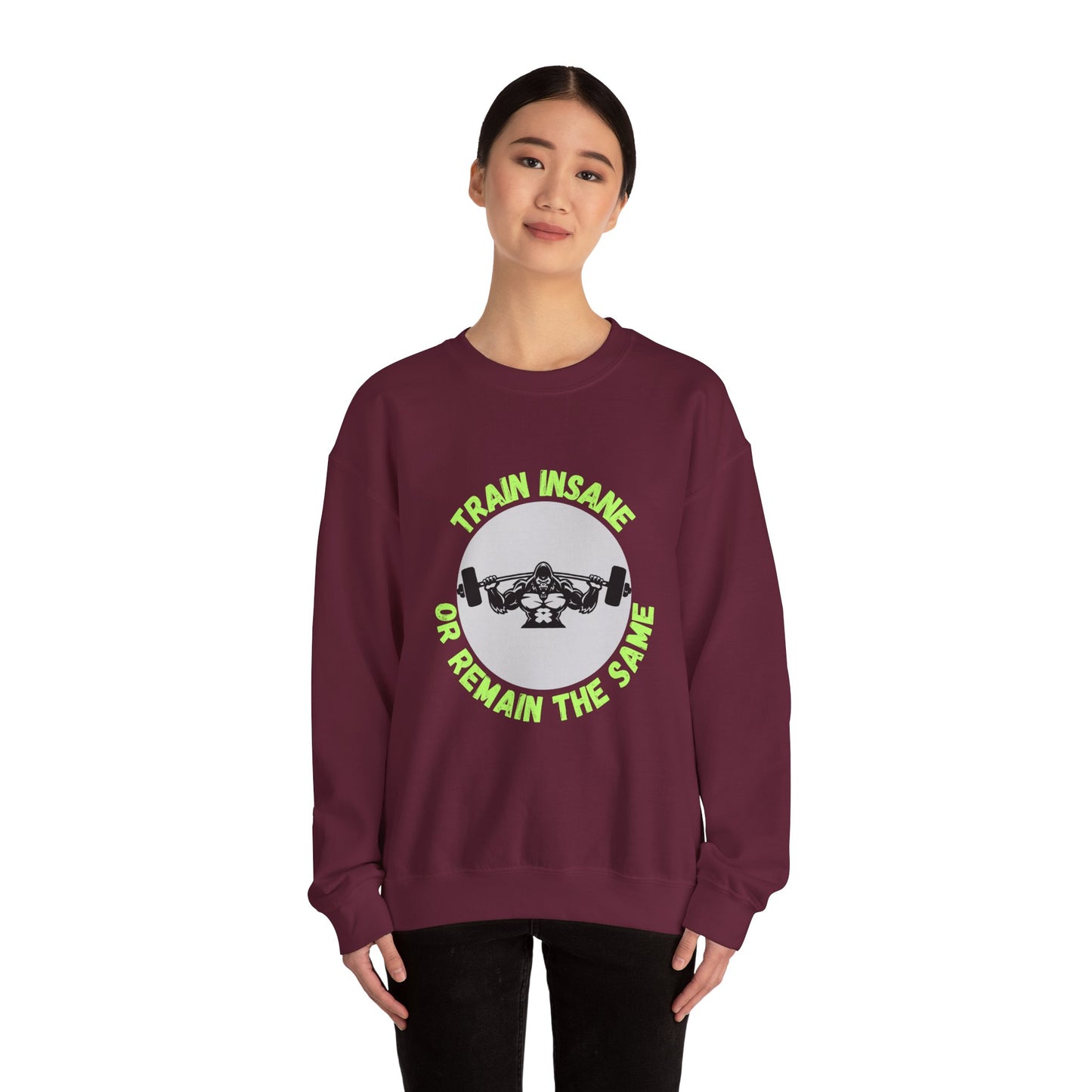 Train Insane Gym Sweatshirt - Unisex Heavy Blend Crewneck Humour Joke Clothing