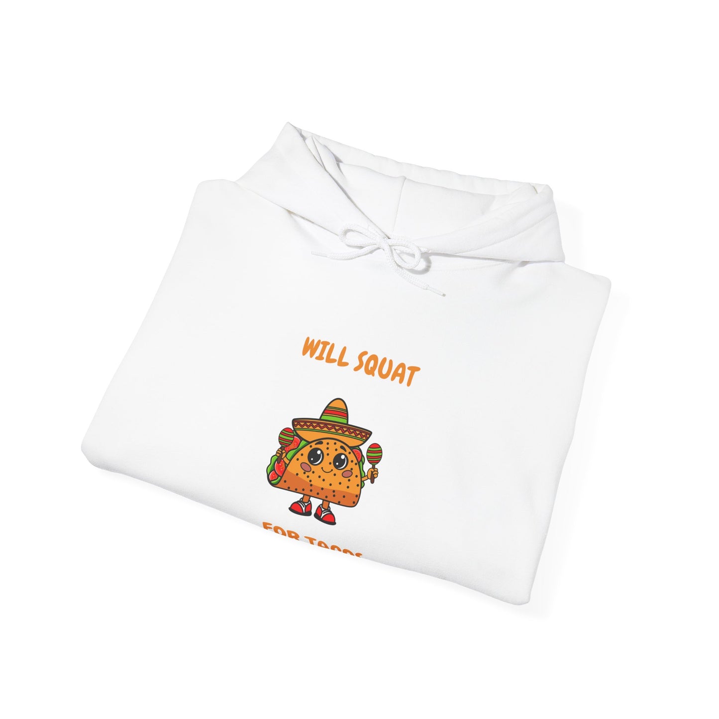 Funny Taco Sweatshirt - 'Will Squat for Tacos' Unisex Heavy Blend Hoodie Humour Joke Gym Hoodie Clothing