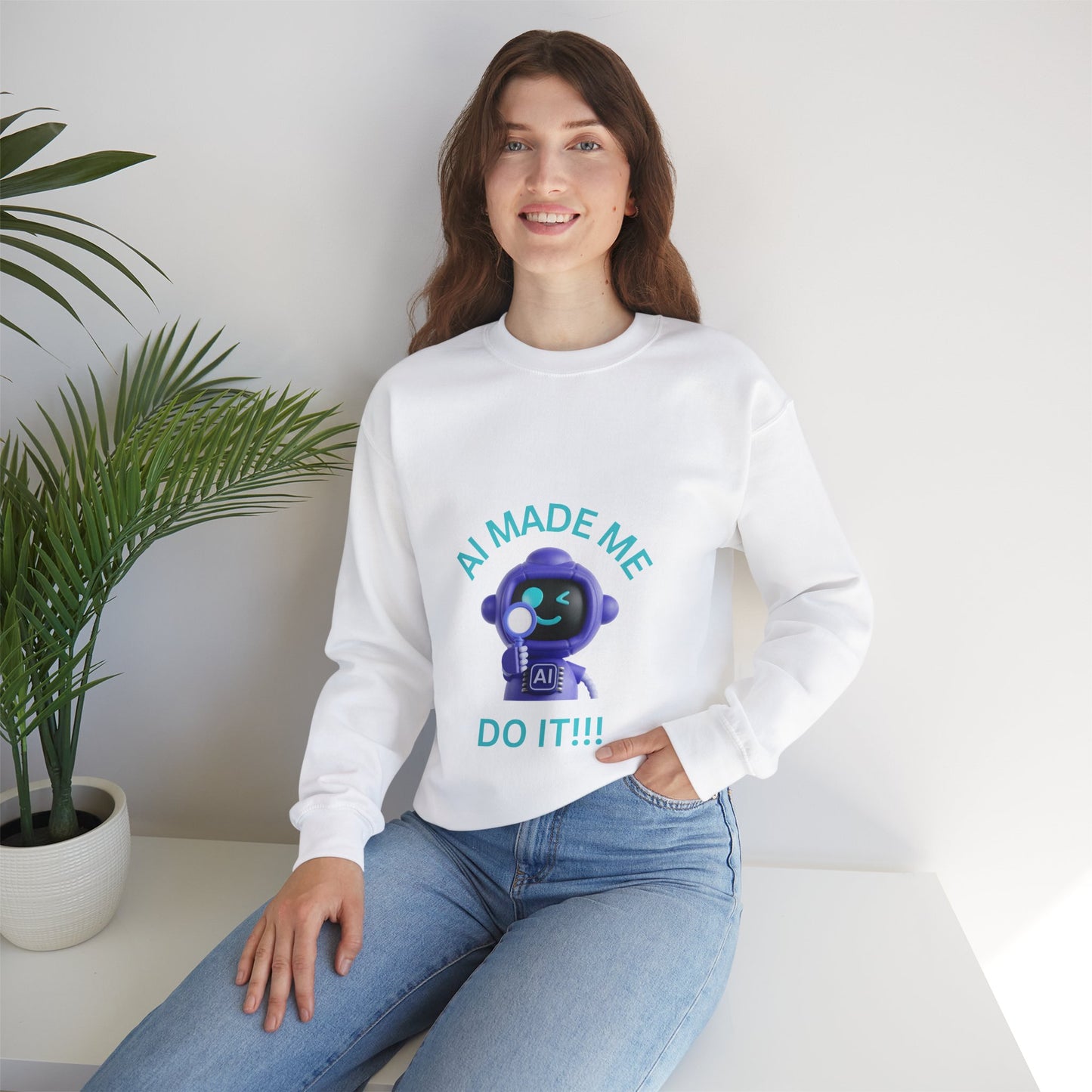 AI Made Me Do It Sweatshirt - Unisex Heavy Blend™ Crewneck Humour Clothing Sweat Shirt