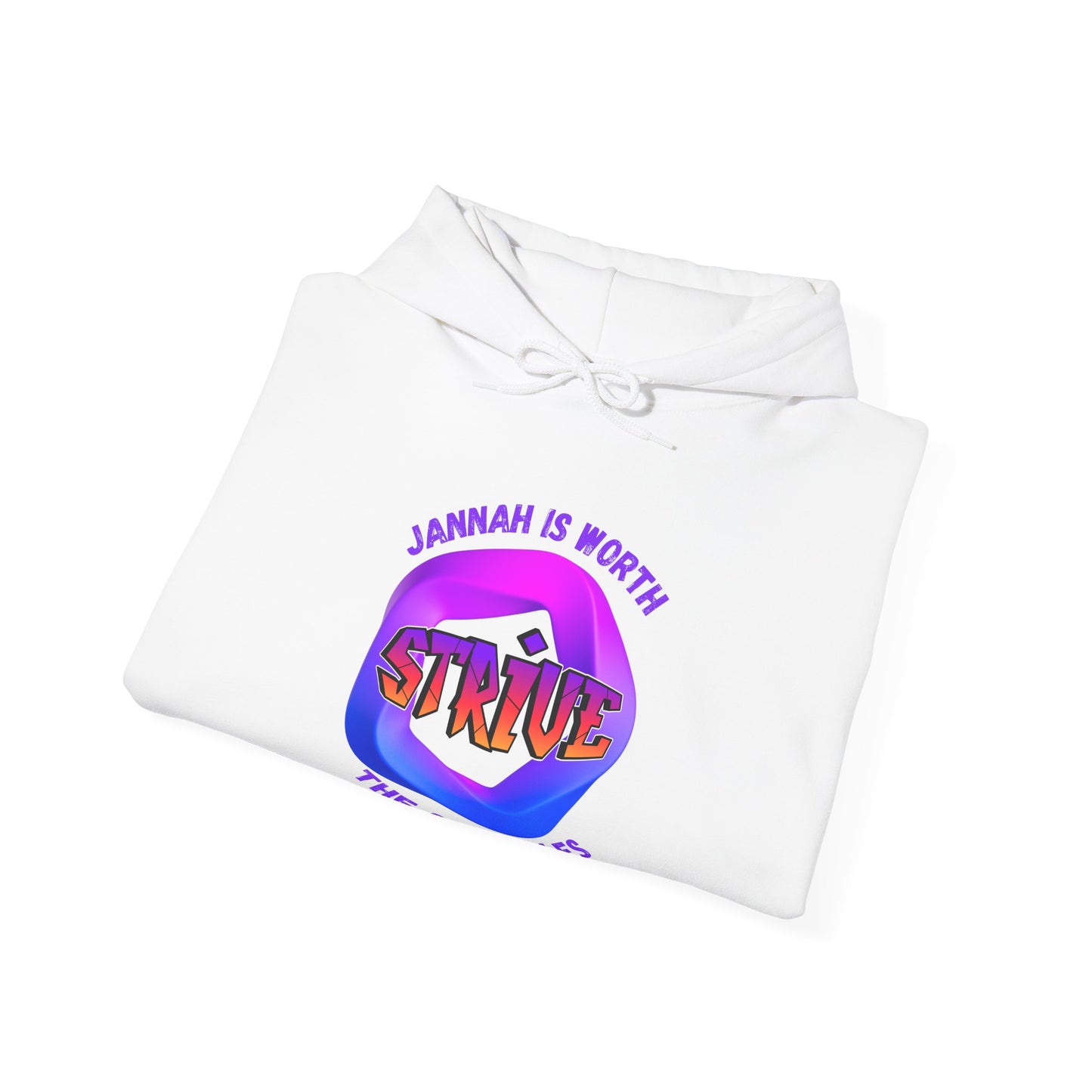 Inspirational Unisex Heavy Blend™ Hooded Sweatshirt – 'Jannah is Worth the Strive' Muslim Modern Clothing