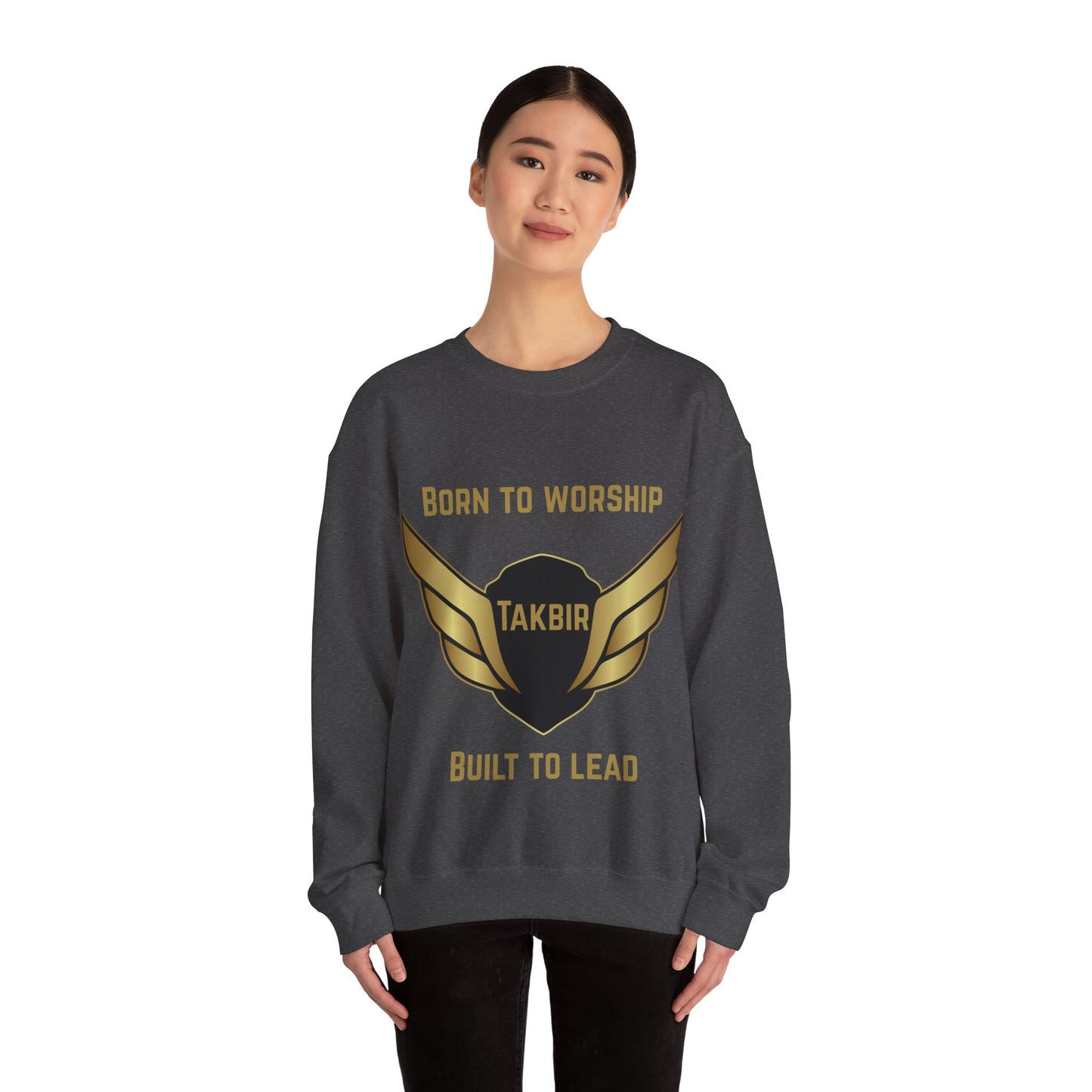 Inspirational Unisex Crewneck Sweatshirt - 'Born to Worship, Built to Lead' Design Muslim Streetwear Fashion Hoodie