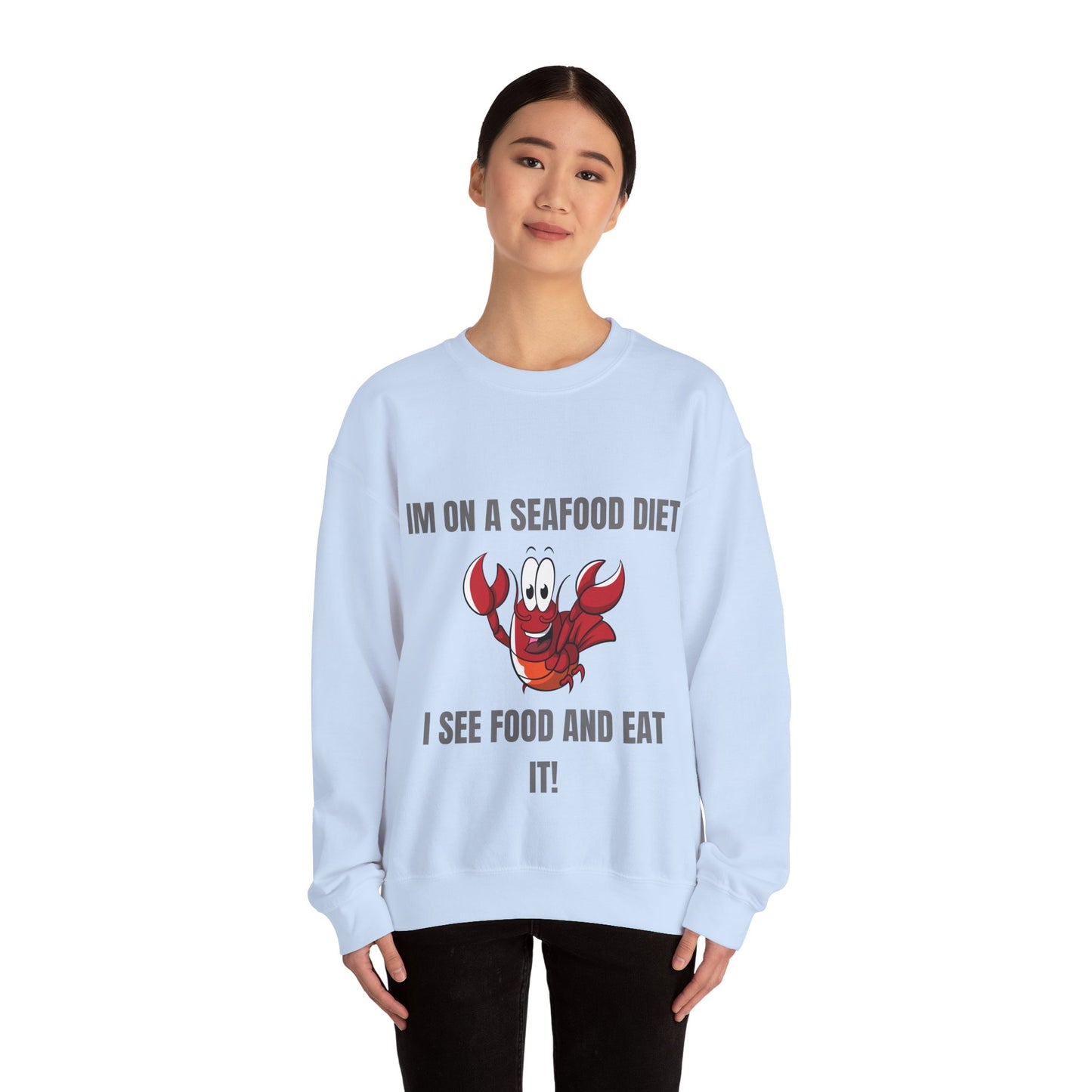 Funny Seafood Diet Sweatshirt - Unisex Heavy Blend Crewneck with Lobster Graphic Humour Joke Clothing