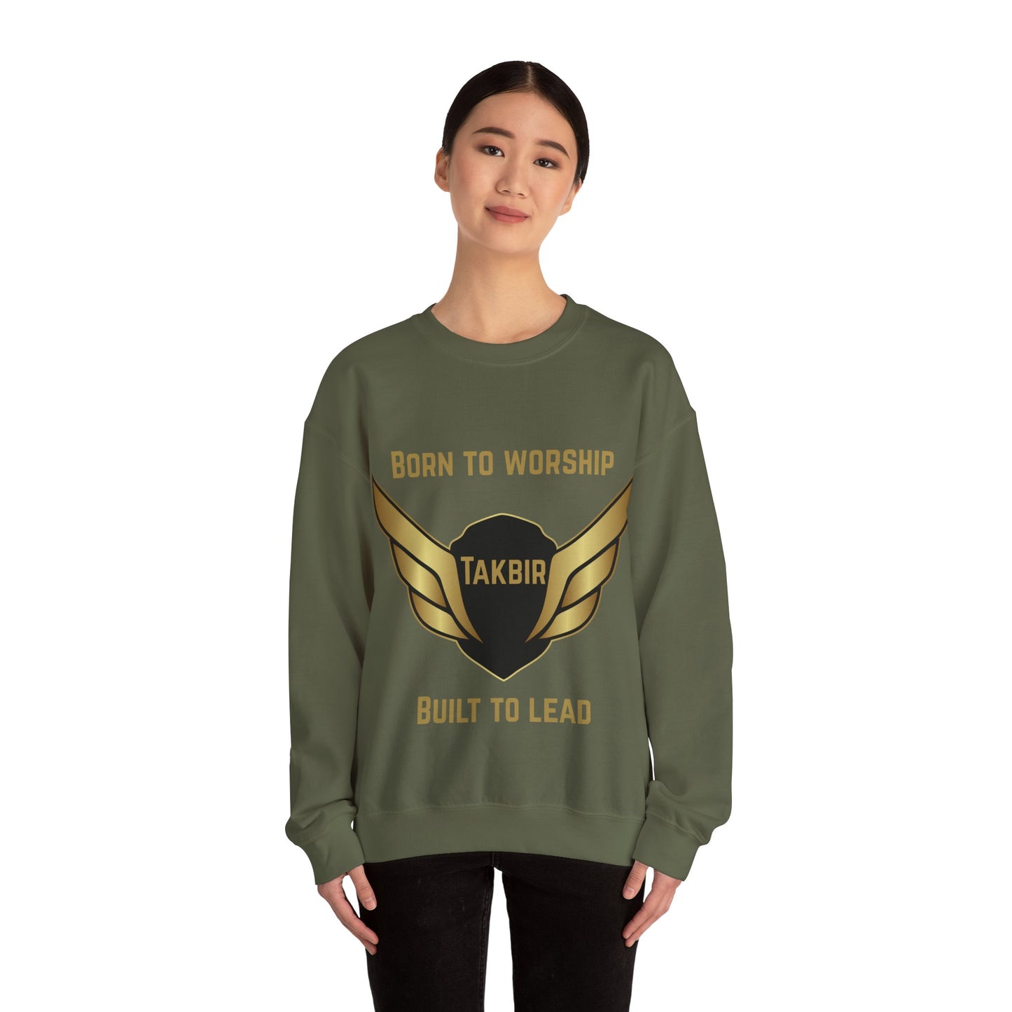 Inspirational Unisex Crewneck Sweatshirt - 'Born to Worship, Built to Lead' Design Muslim Streetwear Fashion Hoodie