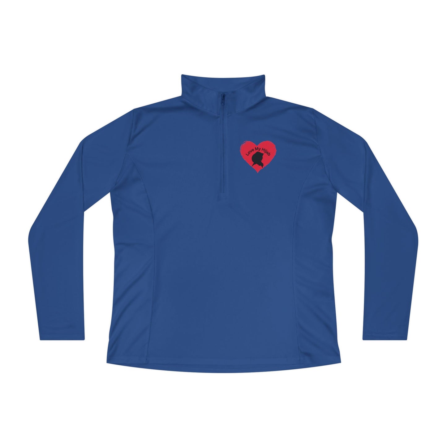 Ladies Quarter-Zip Pullover with Heart Design - Perfect for Active Lifestyle Muslim Women Clothing