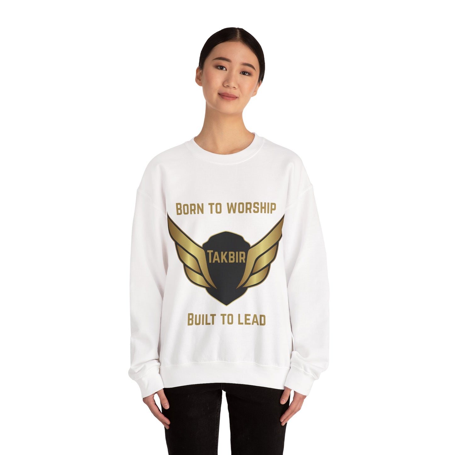 Inspirational Unisex Crewneck Sweatshirt - 'Born to Worship, Built to Lead' Design Muslim Streetwear Fashion Hoodie