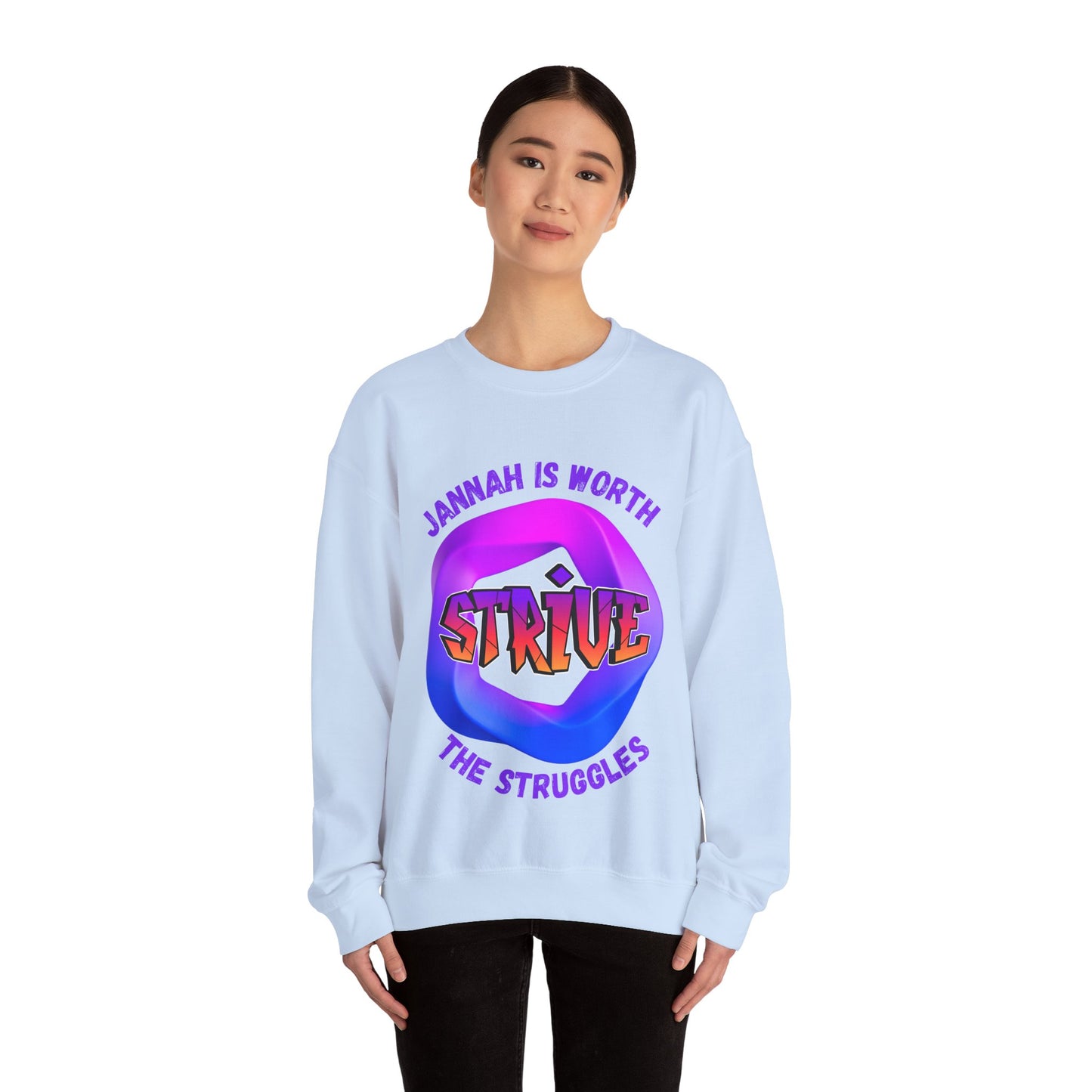Inspiring Unisex Crewneck Sweatshirt - 'Jannah Is Worth the Struggles' Muslim Streetwear Sweat Shirt