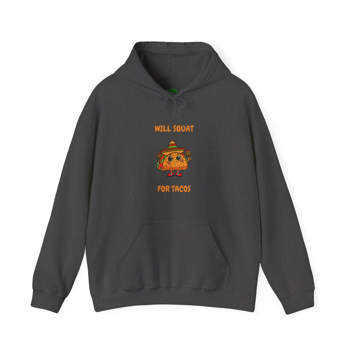 Funny Taco Sweatshirt - 'Will Squat for Tacos' Unisex Heavy Blend Hoodie Humour Joke Gym Hoodie Clothing