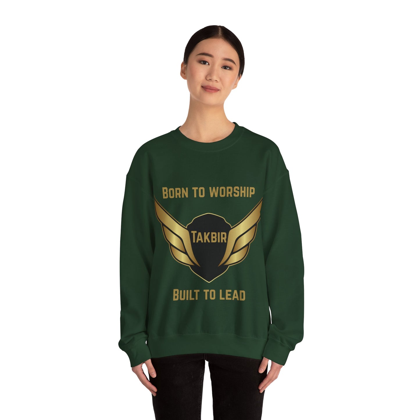 Inspirational Unisex Crewneck Sweatshirt - 'Born to Worship, Built to Lead' Design Muslim Streetwear Fashion Hoodie