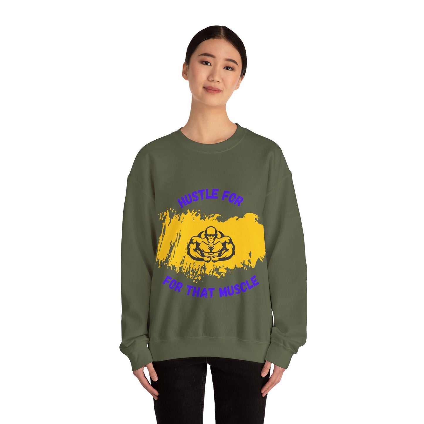 Hustle for That Muscle Crewneck Sweatshirt Gym Clothing Sweat Shirt