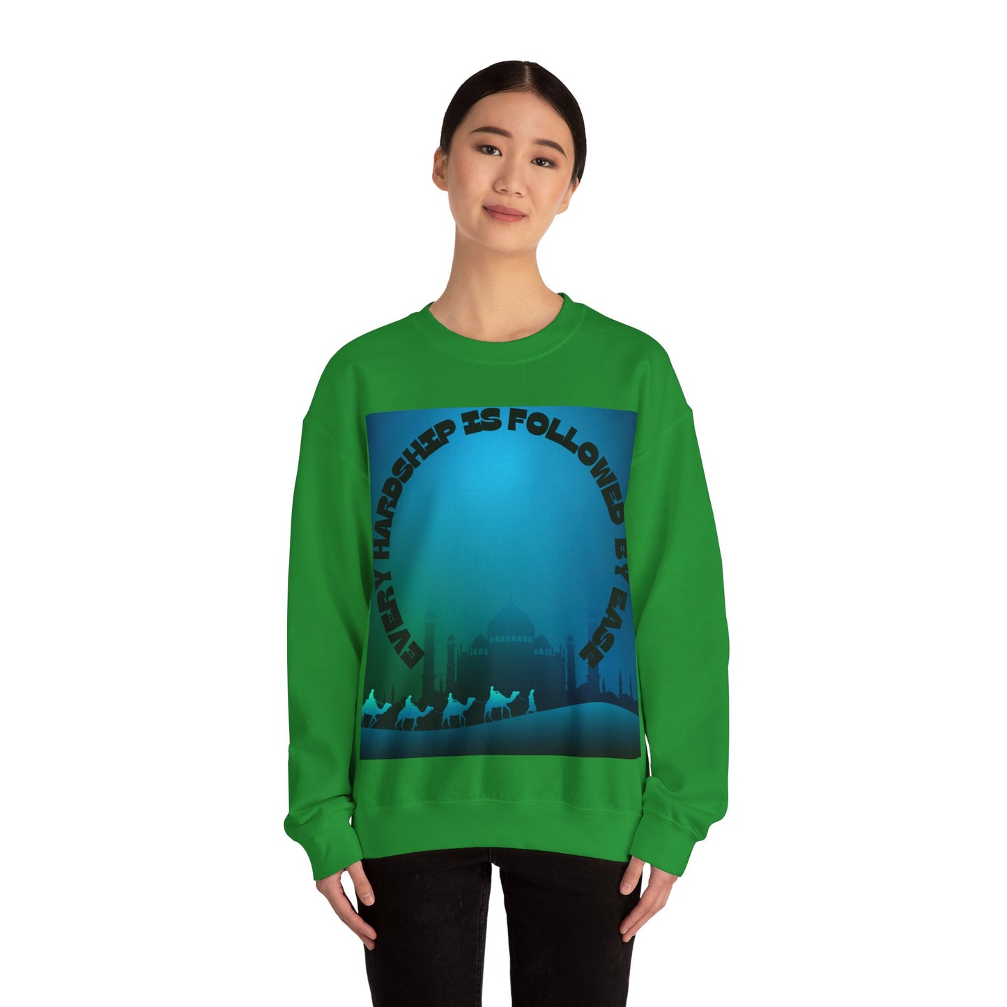 Inspirational Crewneck Sweatshirt - Every Hardship is Followed by Ease Modern Islamic Clothing