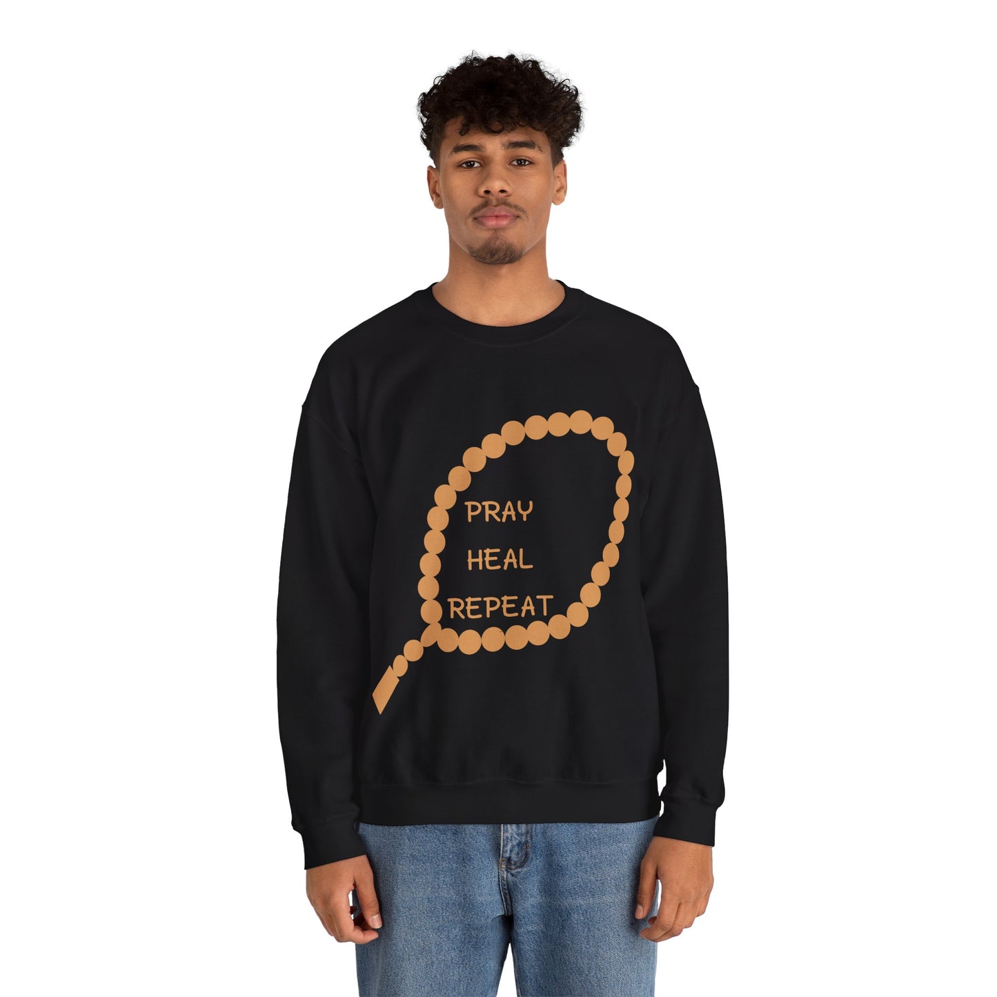 Pray Heal Repeat Crewneck Sweatshirt for Mindfulness and Healing Islamic Street Fashion
