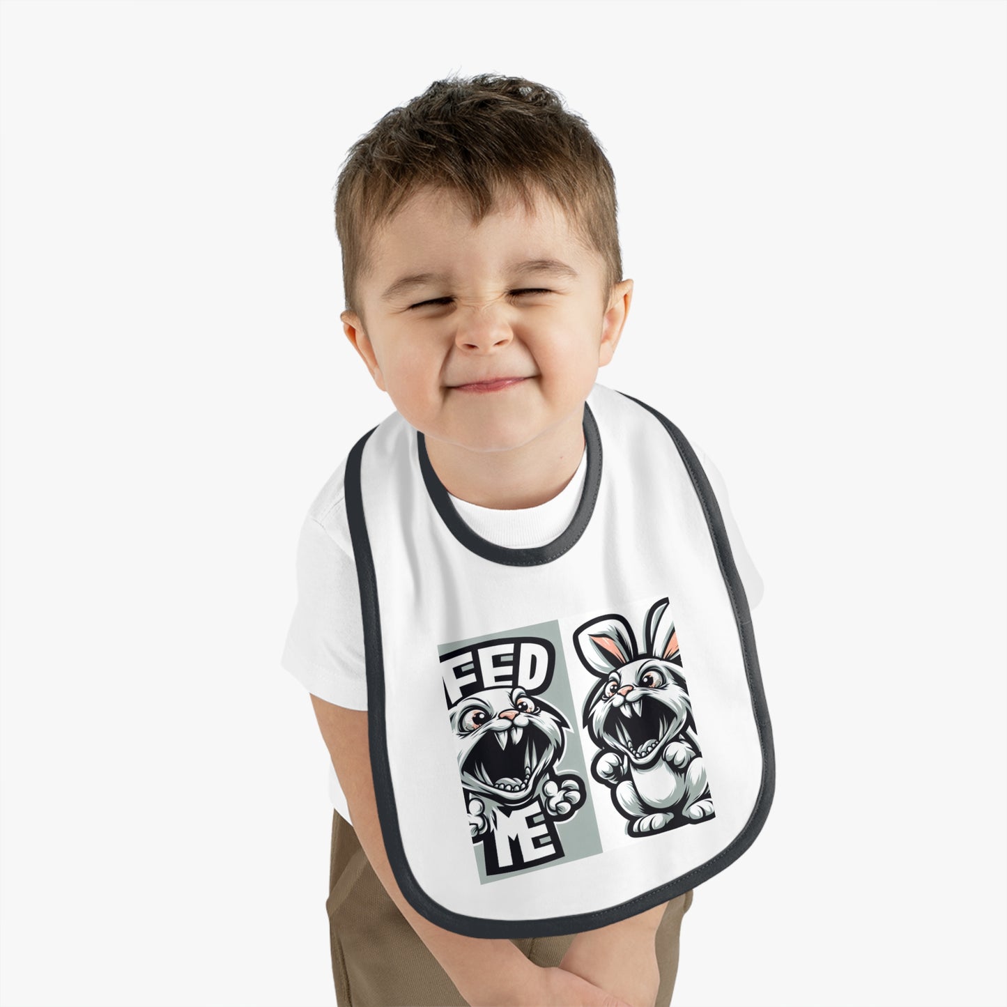 Funny Baby Bib - 'Feed Me' Rabbit Design Islamic Clothing