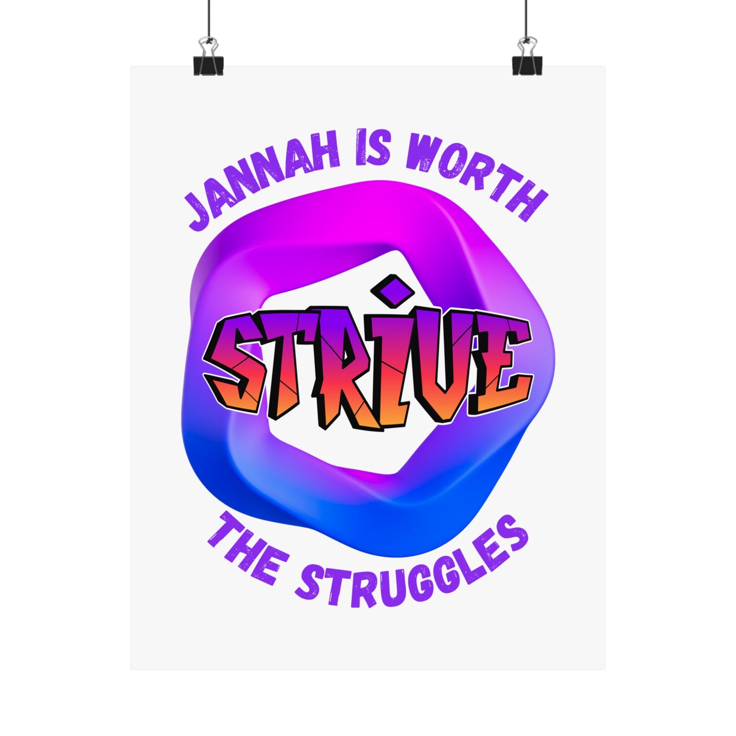 Motivational Vertical Poster - 'Jannah is Worth The Struggles' Muslim Islamic Accessories