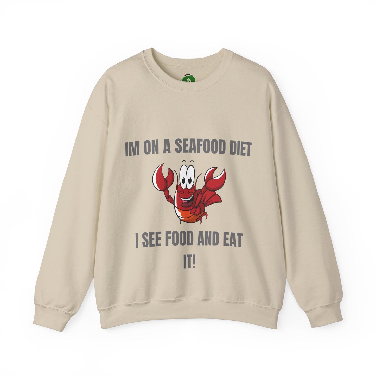 Funny Seafood Diet Sweatshirt - Unisex Heavy Blend Crewneck with Lobster Graphic Humour Joke Clothing