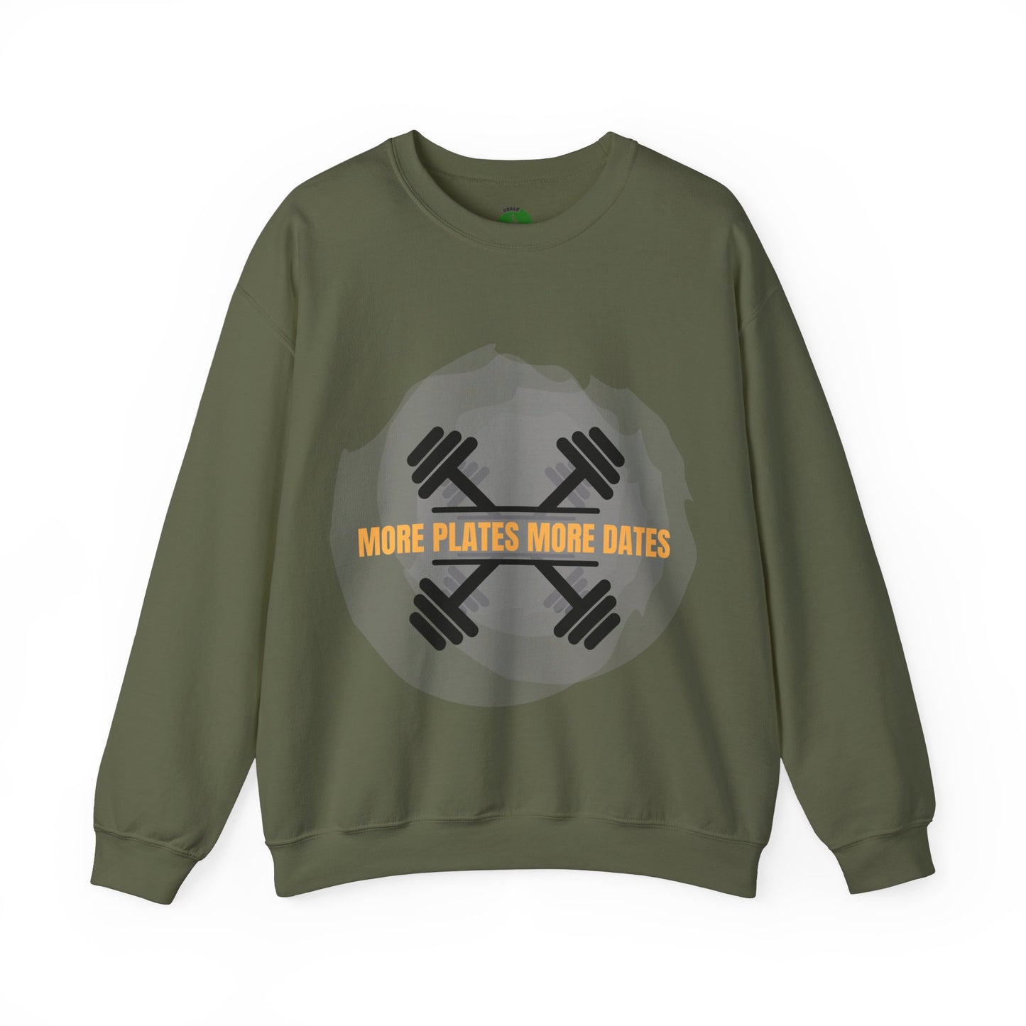 Fitness Motivational Crewneck Sweatshirt - "More Plates More Dates" Humour Joke Gym Sweat Shirt
