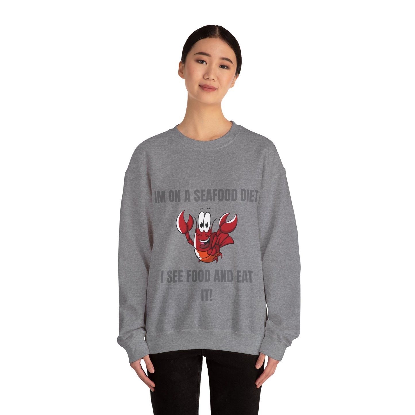Funny Seafood Diet Sweatshirt - Unisex Heavy Blend Crewneck with Lobster Graphic Humour Joke Clothing