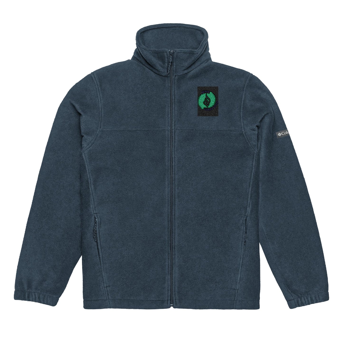 Unisex Columbia Fleece Jacket with Green Embroidery - Cozy Outdoor Wear Islamic Clothing