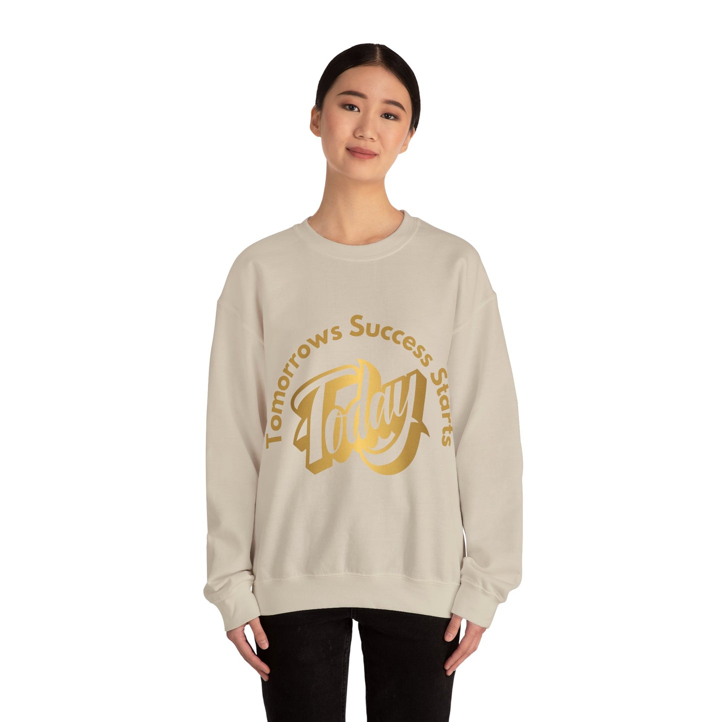 Inspirational Crewneck Sweatshirt - 'Tomorrow's Success Starts Today' Gym Motivation Sweat Shirt