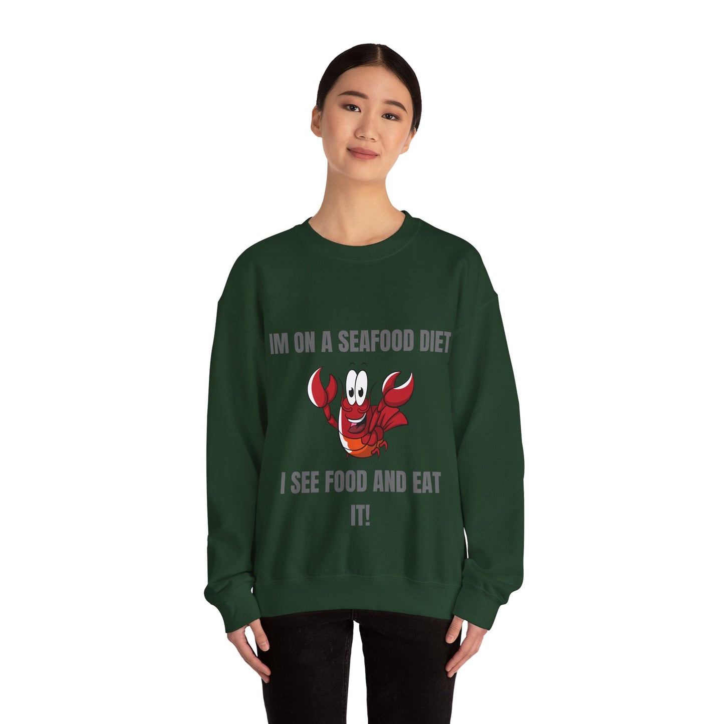 Funny Seafood Diet Sweatshirt - Unisex Heavy Blend Crewneck with Lobster Graphic Humour Joke Clothing