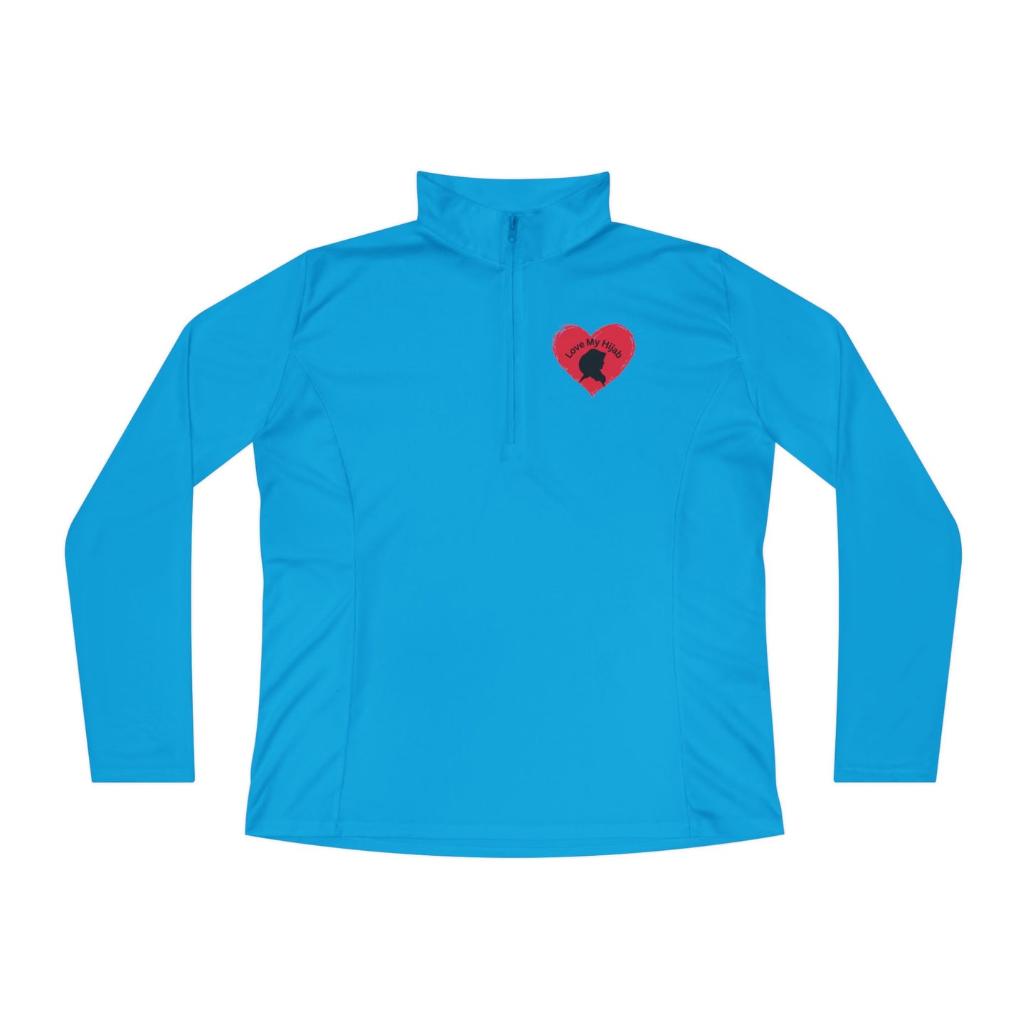 Ladies Quarter-Zip Pullover with Heart Design - Perfect for Active Lifestyle Muslim Women Clothing