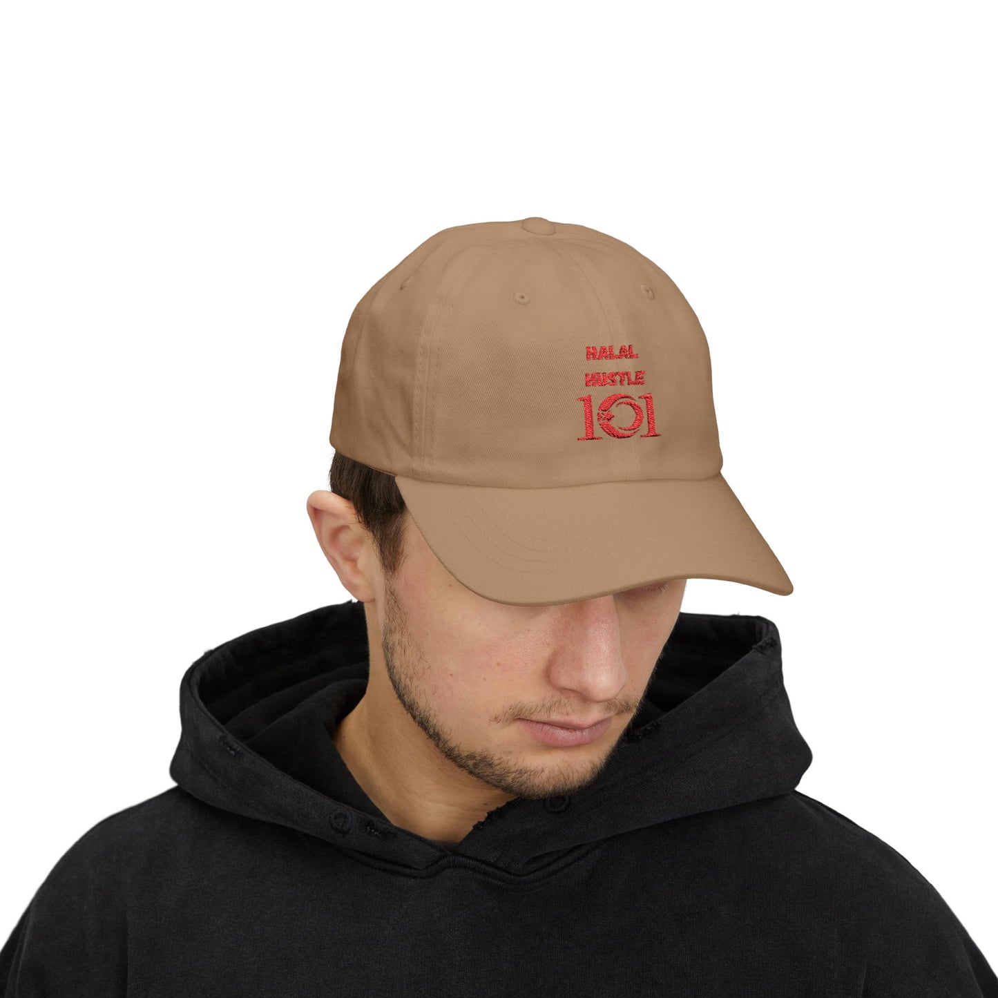 Halal Hustle Classic Dad Cap - Stylish White Cap for Everyday Wear Muslim Streetwear Hat