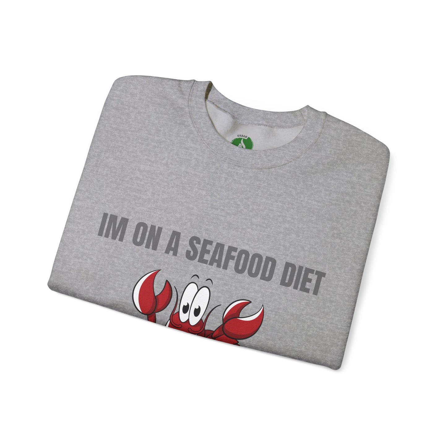 Funny Seafood Diet Sweatshirt - Unisex Heavy Blend Crewneck with Lobster Graphic Humour Joke Clothing