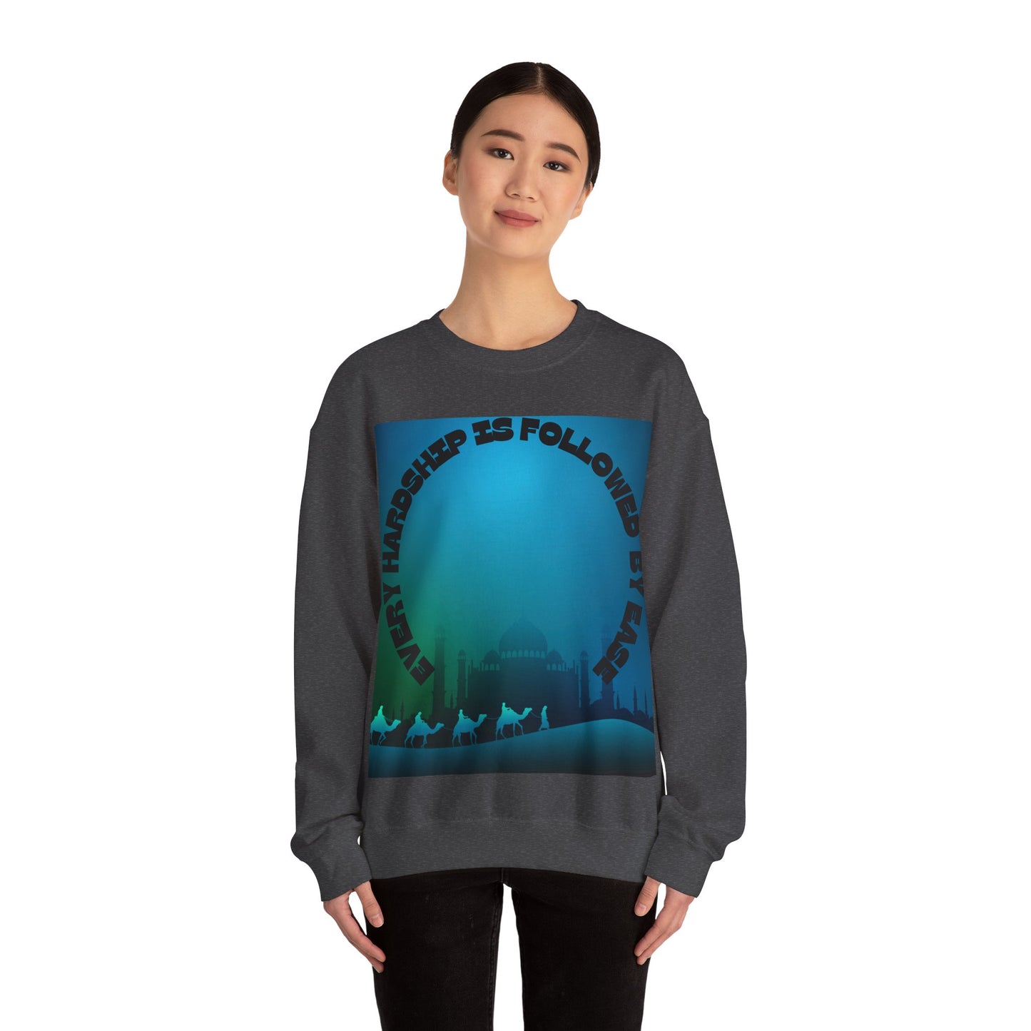 Inspirational Crewneck Sweatshirt - Every Hardship is Followed by Ease Modern Islamic Clothing