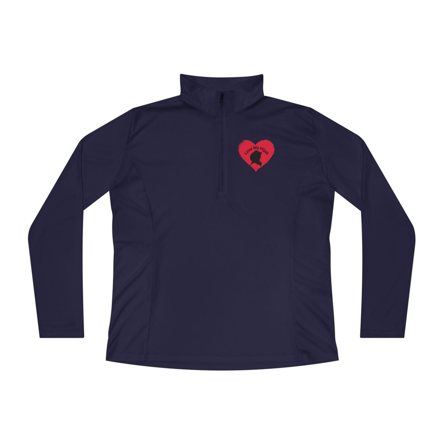 Ladies Quarter-Zip Pullover with Heart Design - Perfect for Active Lifestyle Muslim Women Clothing