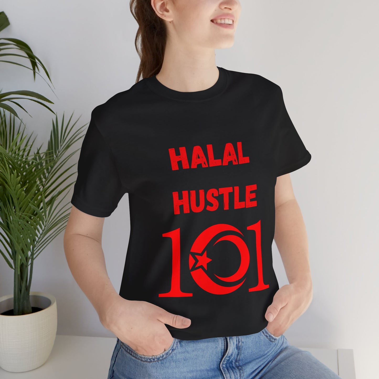 Halal Hustle 101 Unisex Tee - Motivational Short Sleeve Shirt Muslim Gym Clothing T Shirt