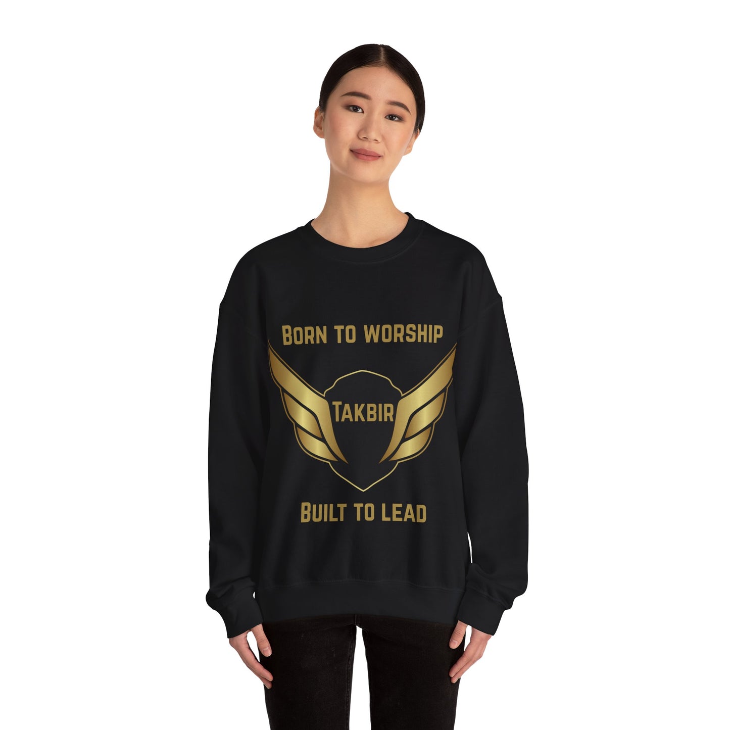Inspirational Unisex Crewneck Sweatshirt - 'Born to Worship, Built to Lead' Design Muslim Streetwear Fashion Hoodie