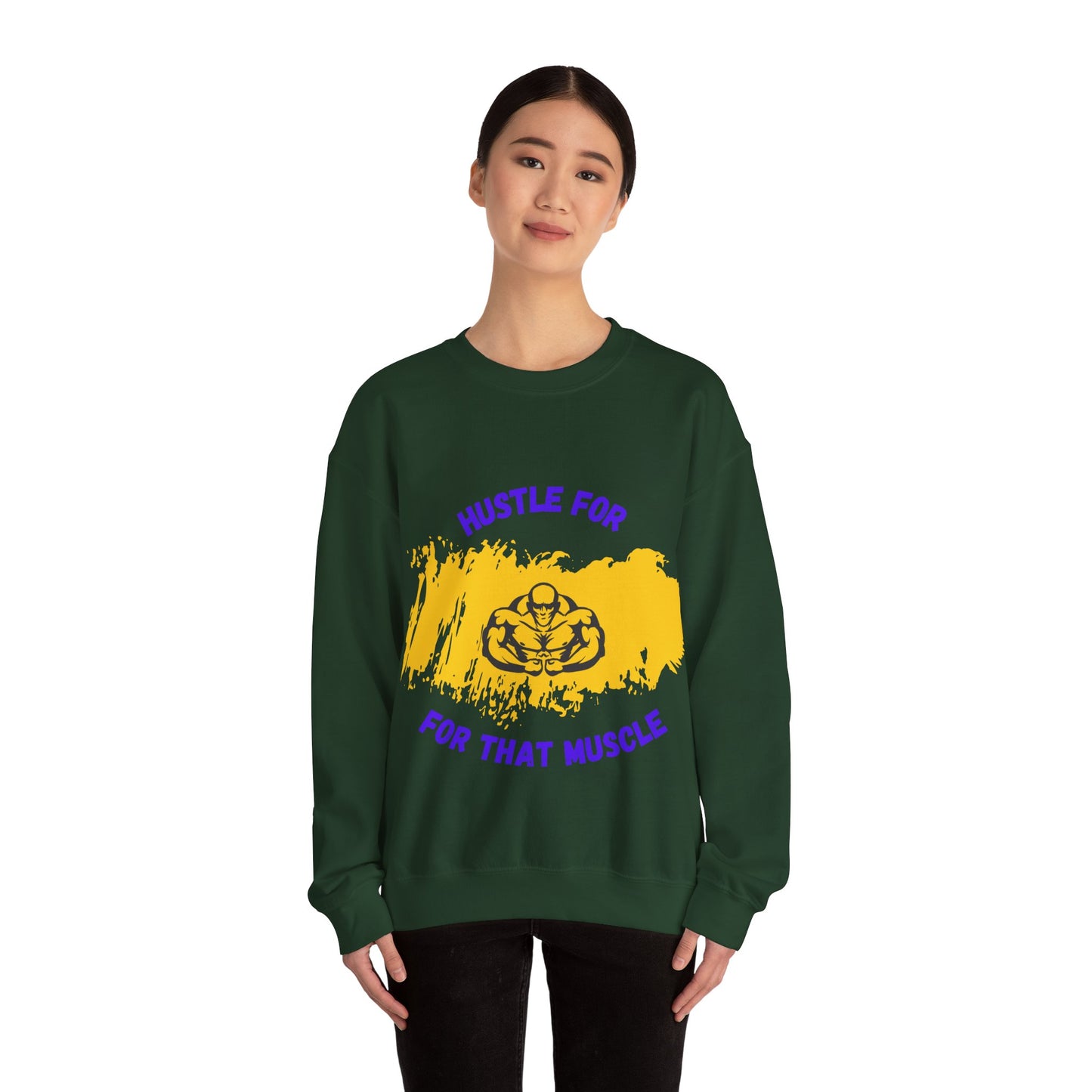 Hustle for That Muscle Crewneck Sweatshirt Gym Clothing Sweat Shirt