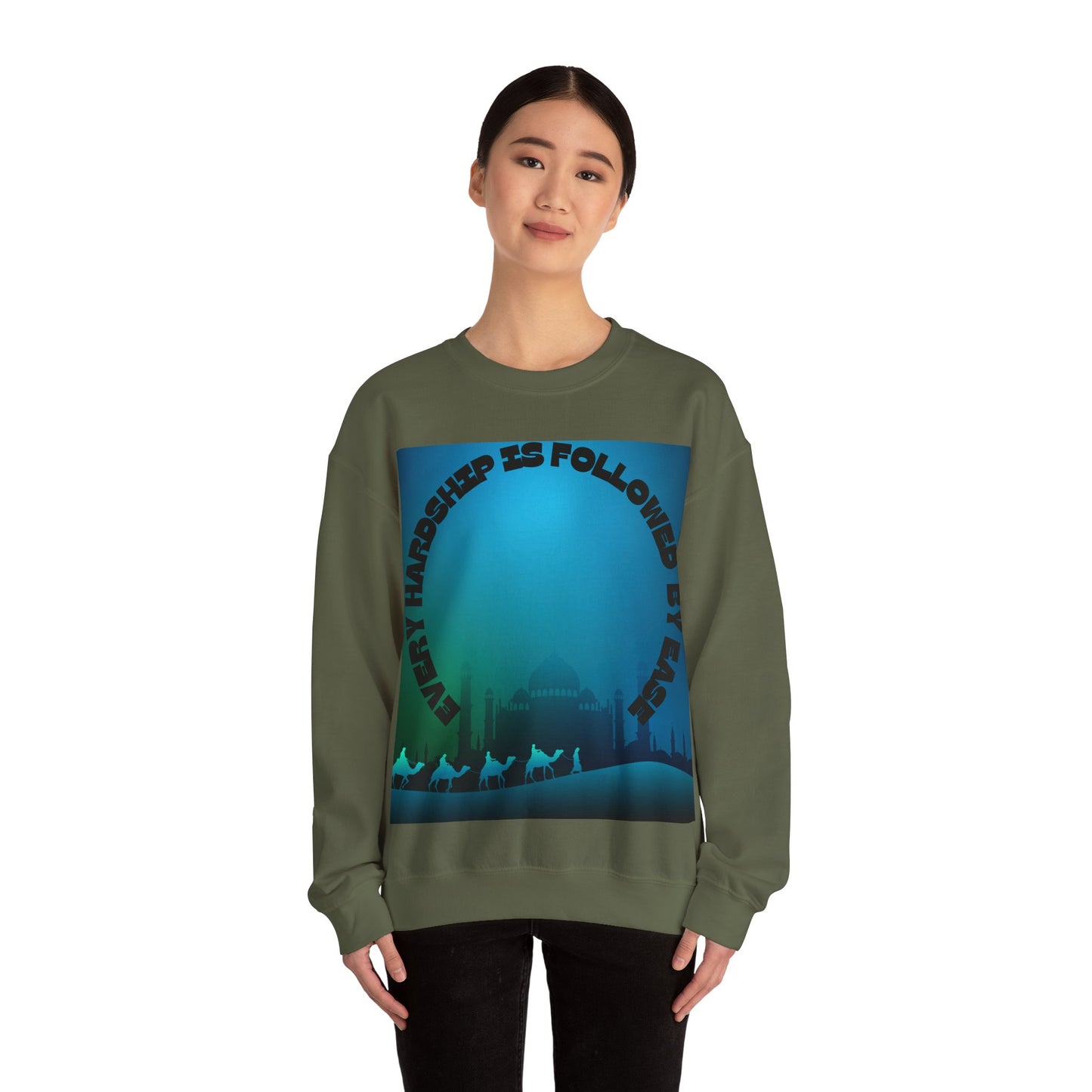 Inspirational Crewneck Sweatshirt - Every Hardship is Followed by Ease Modern Islamic Clothing