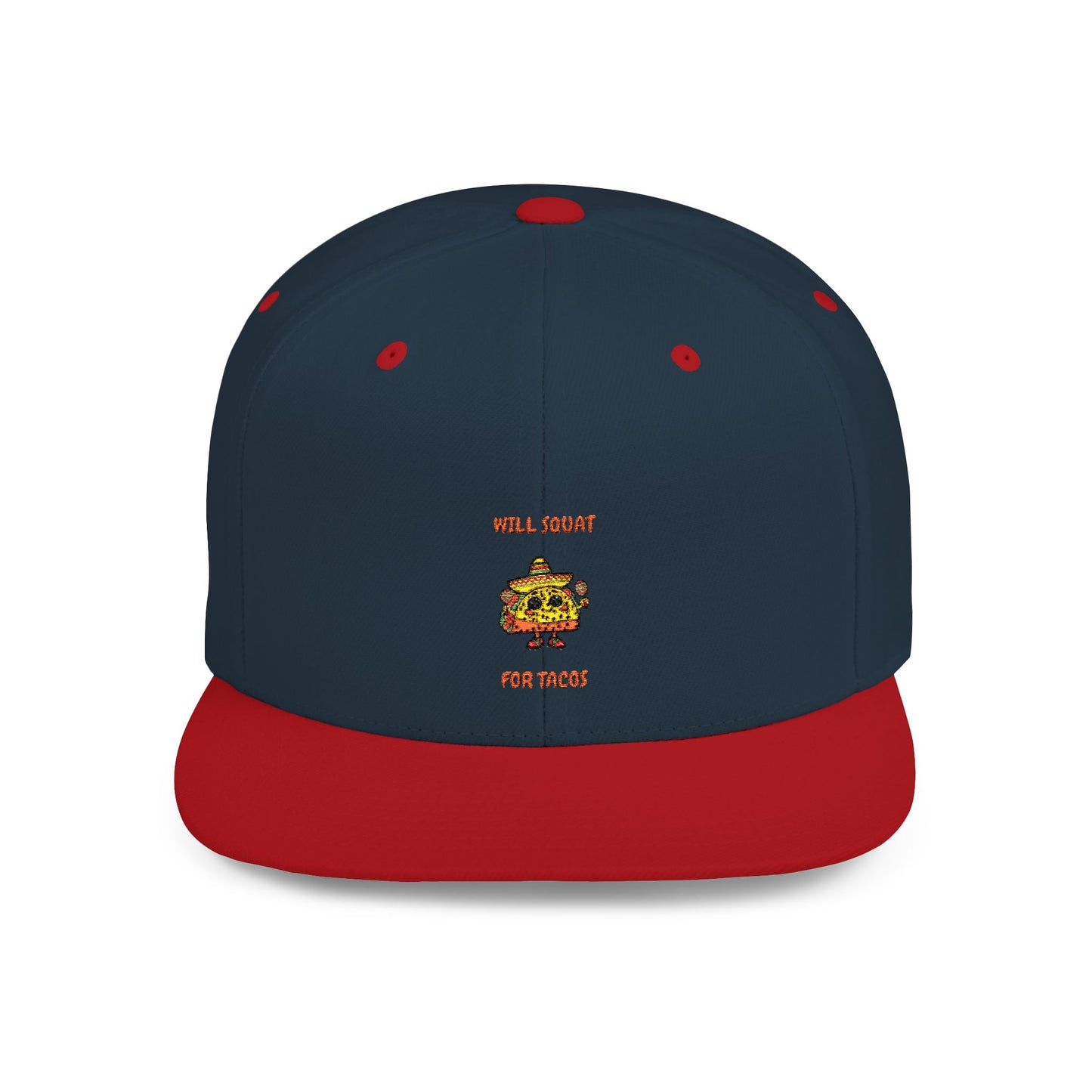 Funny Gym Snapback Hat - 'Will Squat for Tacos' Humour Joke Gym Cap