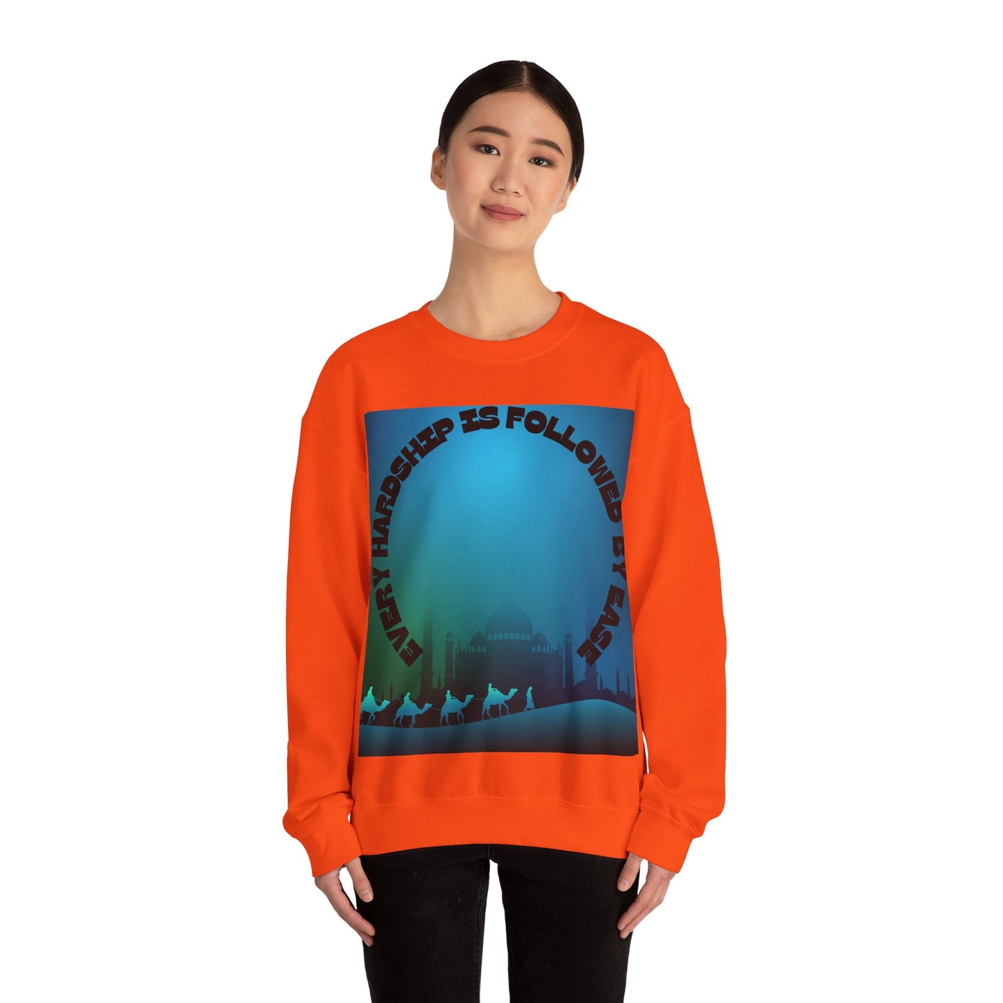 Inspirational Crewneck Sweatshirt - Every Hardship is Followed by Ease Modern Islamic Clothing