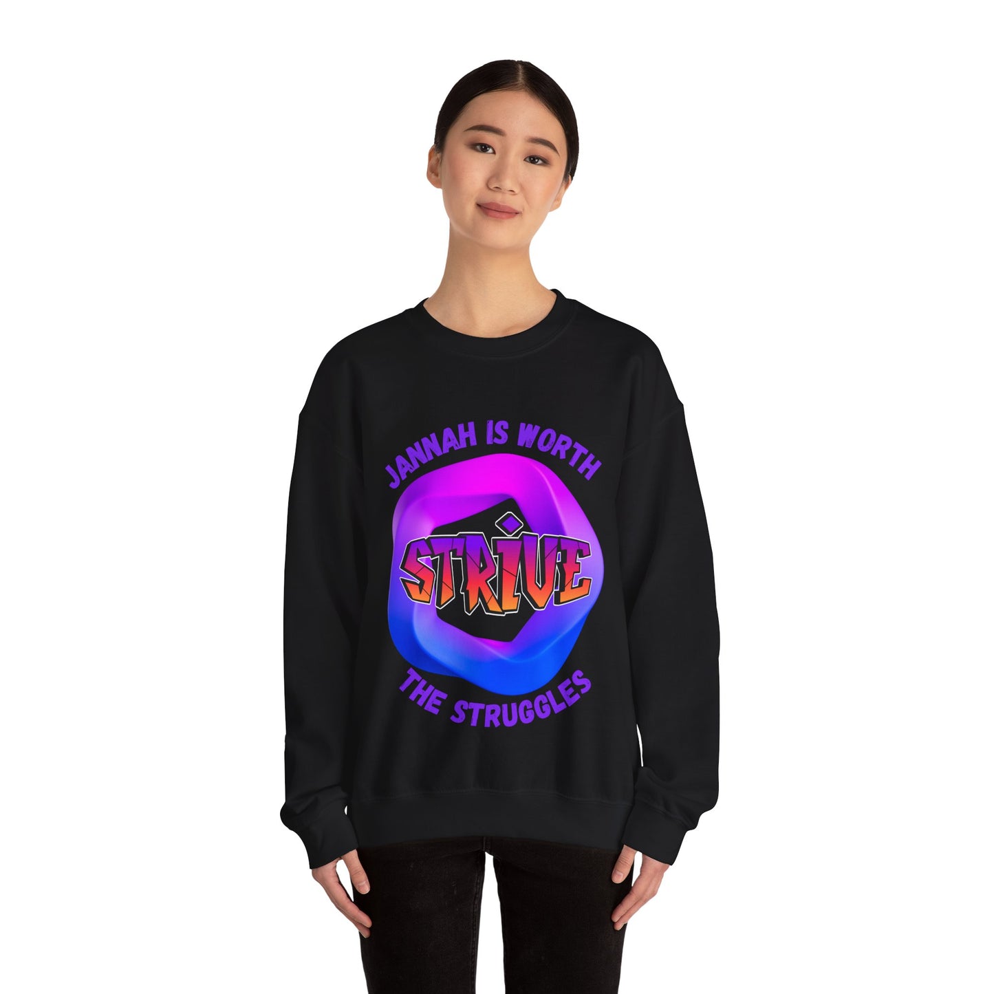 Inspiring Unisex Crewneck Sweatshirt - 'Jannah Is Worth the Struggles' Muslim Streetwear Sweat Shirt